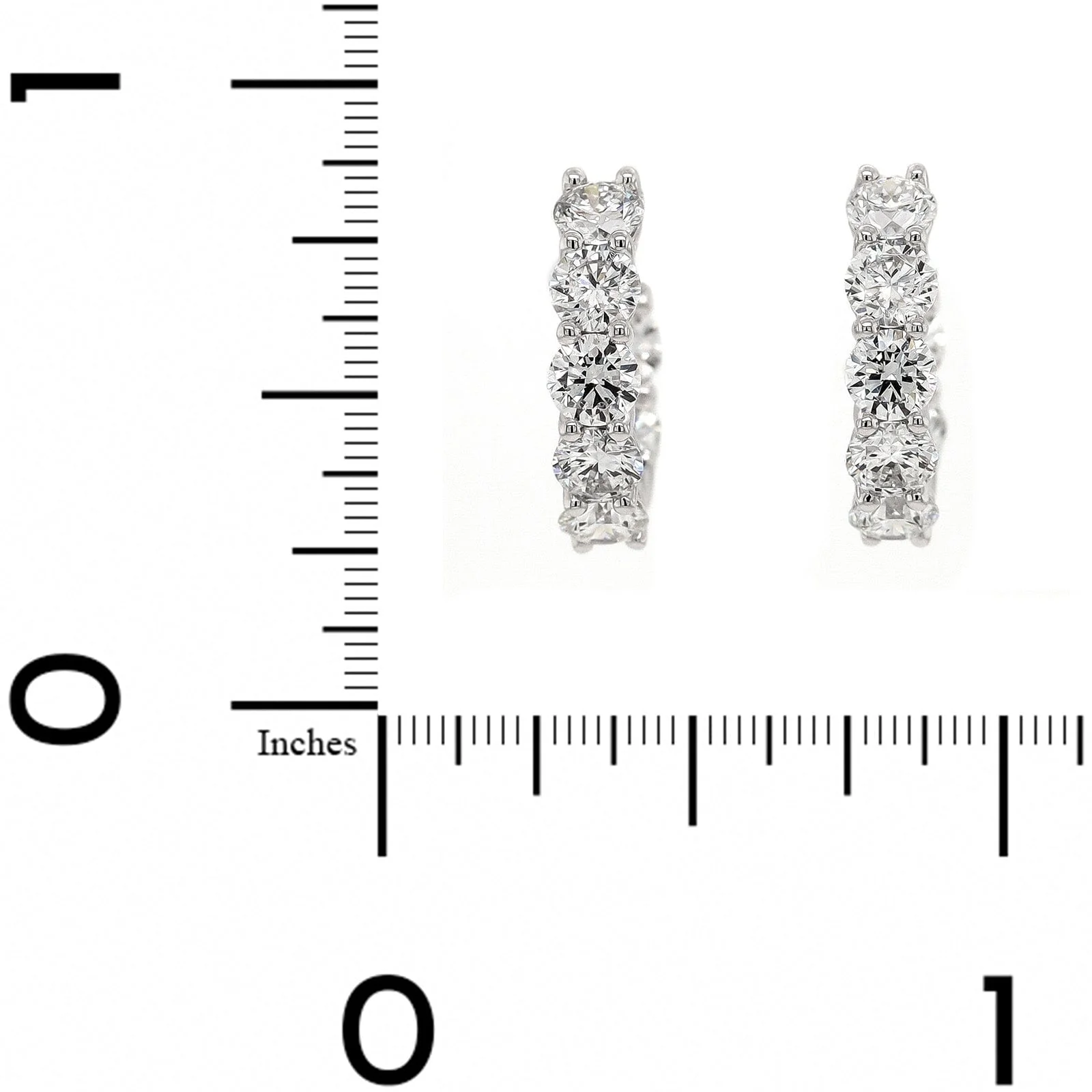 14K White Gold 3CTW Inside Out Diamond Hoop Earrings - Image 2