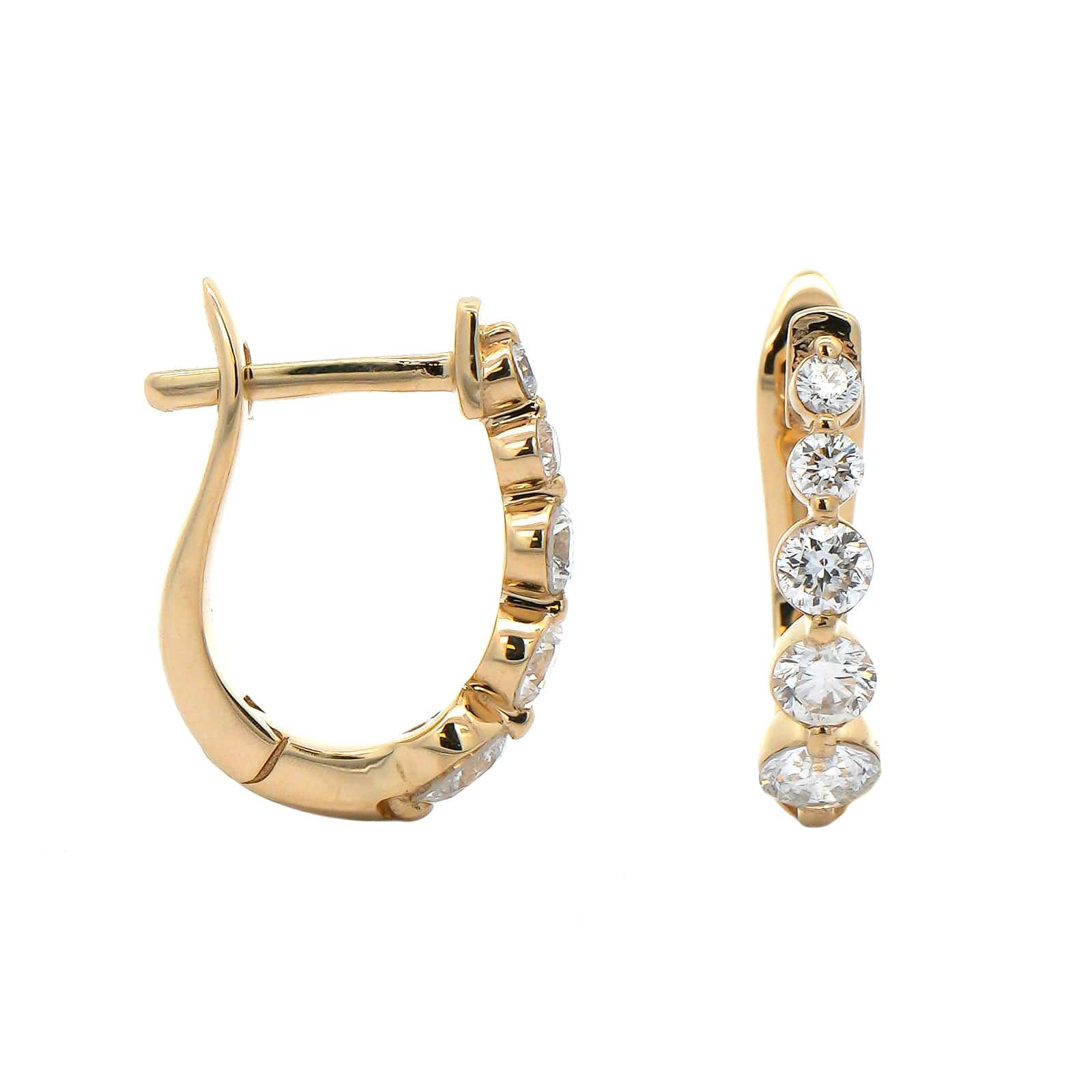 14K Yellow Gold Graduated Diamond Huggie Earrings