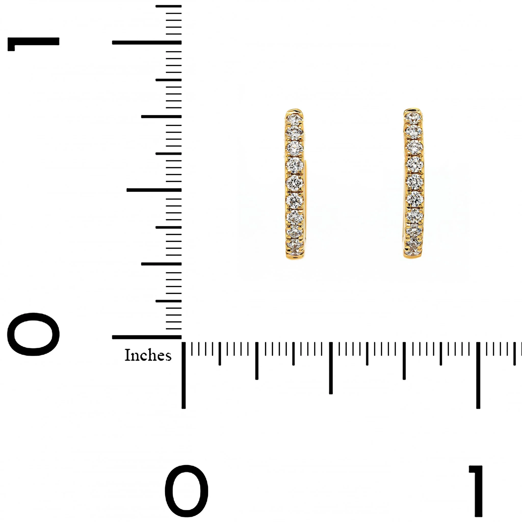 18K Yellow Gold Inside Out .20CTW Diamond Oval Shaped Hoop Earrings - Image 2