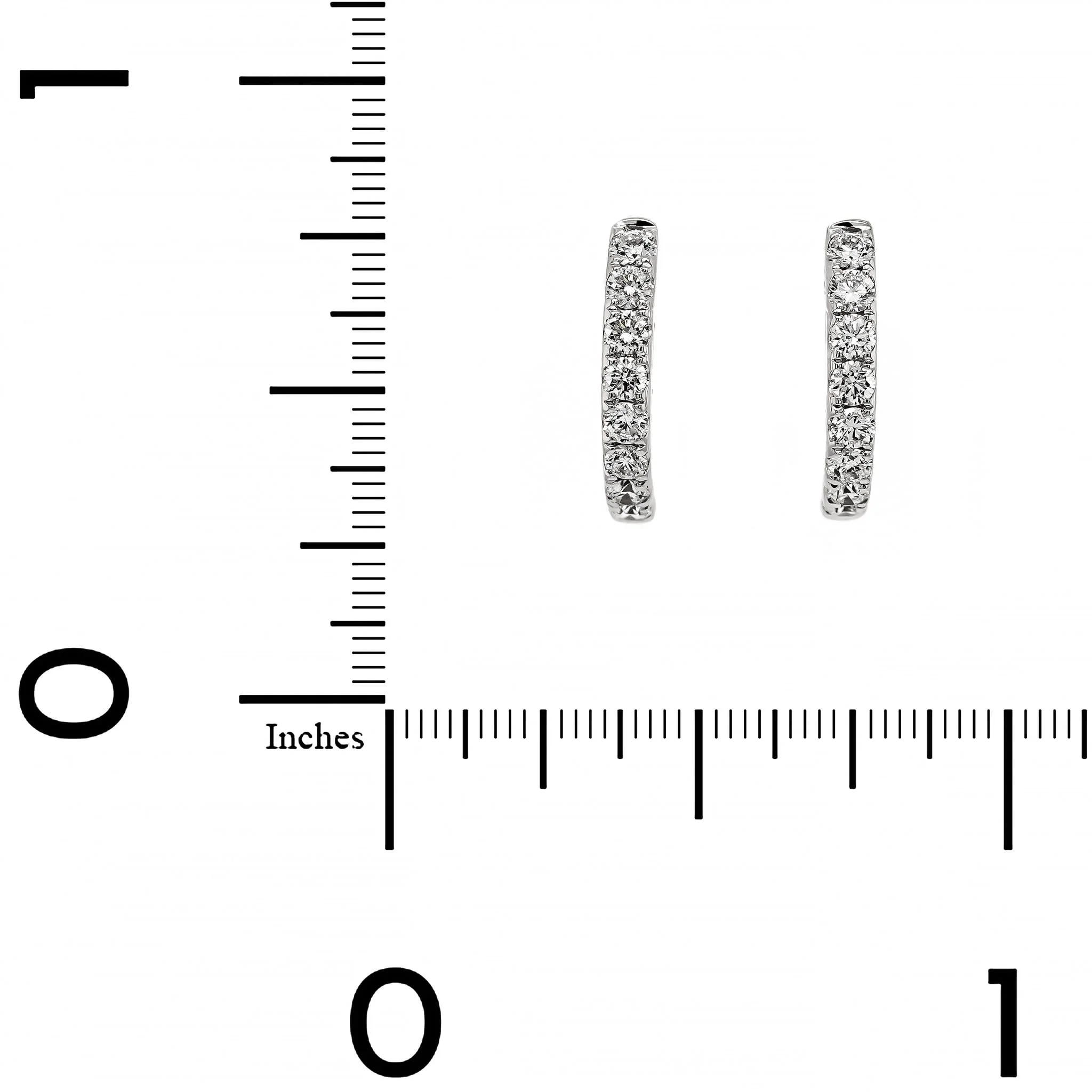 18K White Gold .5" Diamond Oval Shaped Hoop Earrings - Image 2