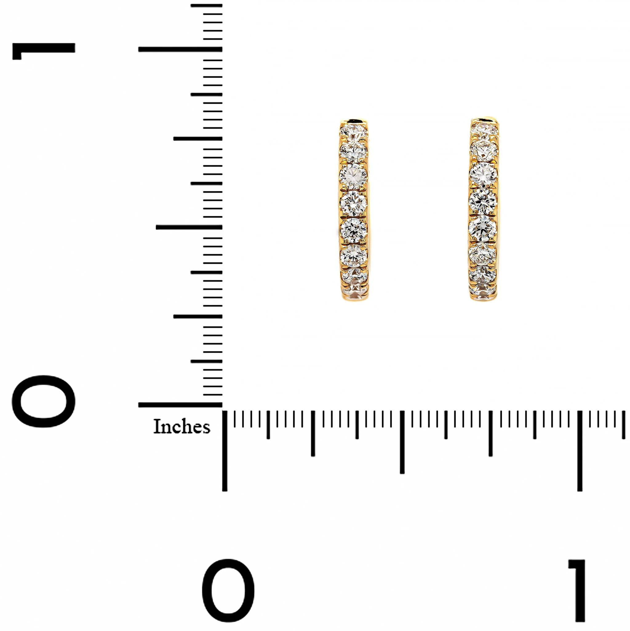 18K Yellow Gold .5" Diamond Round Shaped Hoop Earrings - Image 2