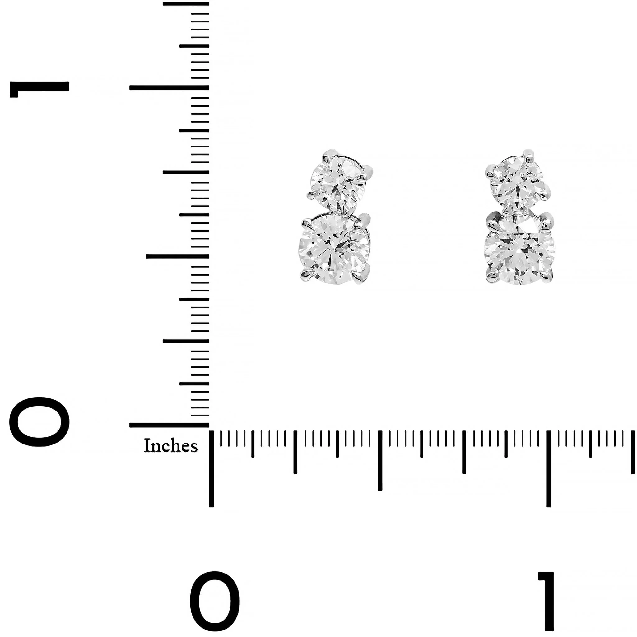 18K White Gold 2 Stone Round Diamond Stud Earrings - Image 2