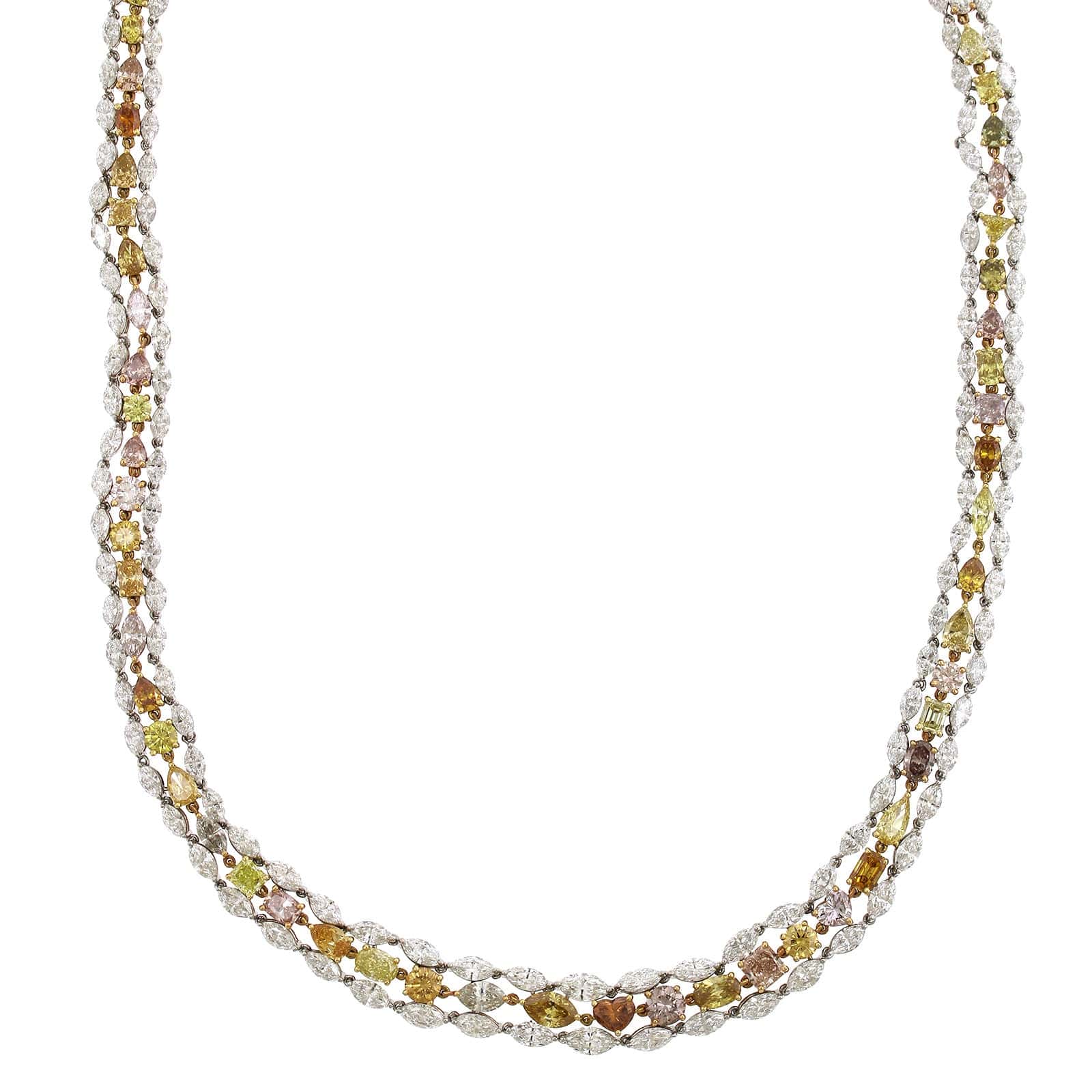 Platinum & 18K Yellow Gold Diamond Necklace - Image 4