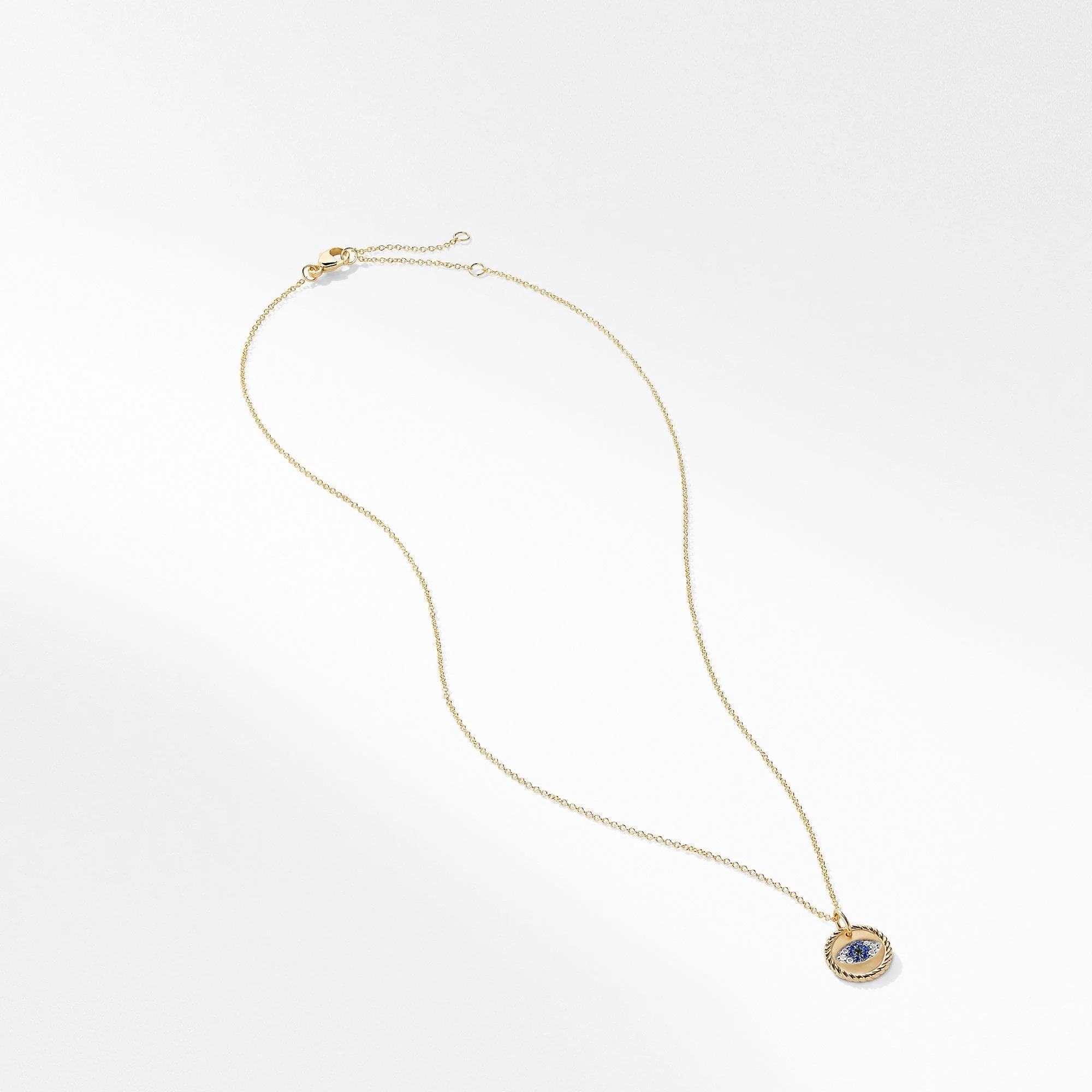 Cable Collectibles Evil Eye Charm Necklace with Blue Sapphire and Diamonds in 18K Gold - Image 4