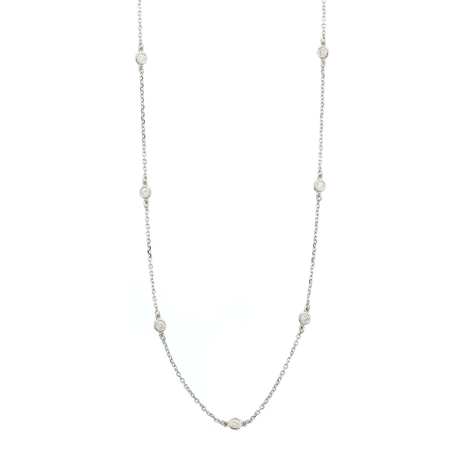 14K White Gold Diamonds By The Yard Necklace