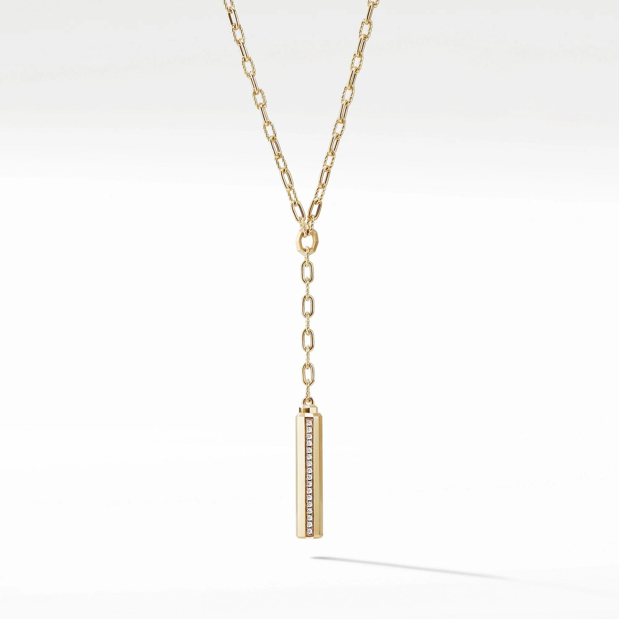 Barrels Y Necklace with Diamonds in 18K Gold