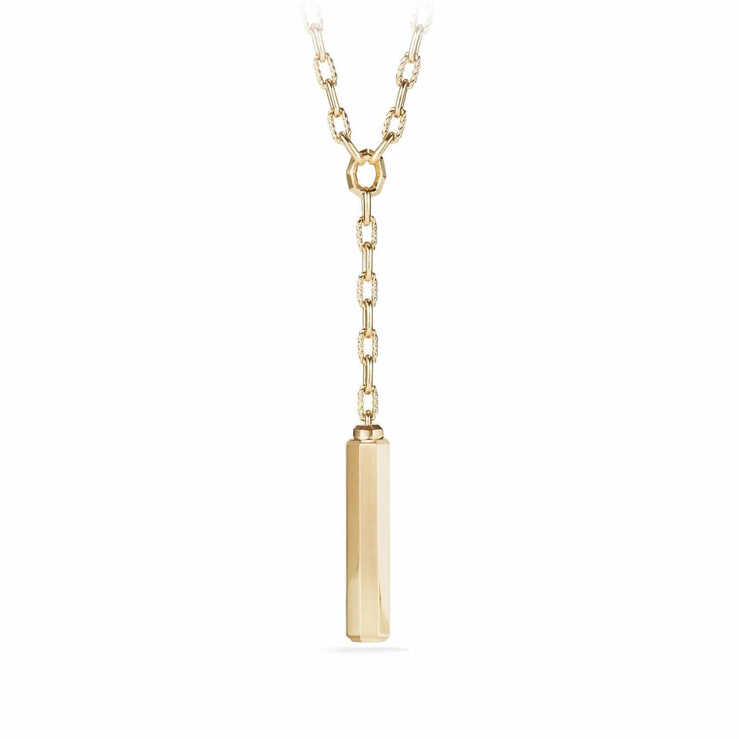 Barrels Y Necklace with Diamonds in 18K Gold - Image 3