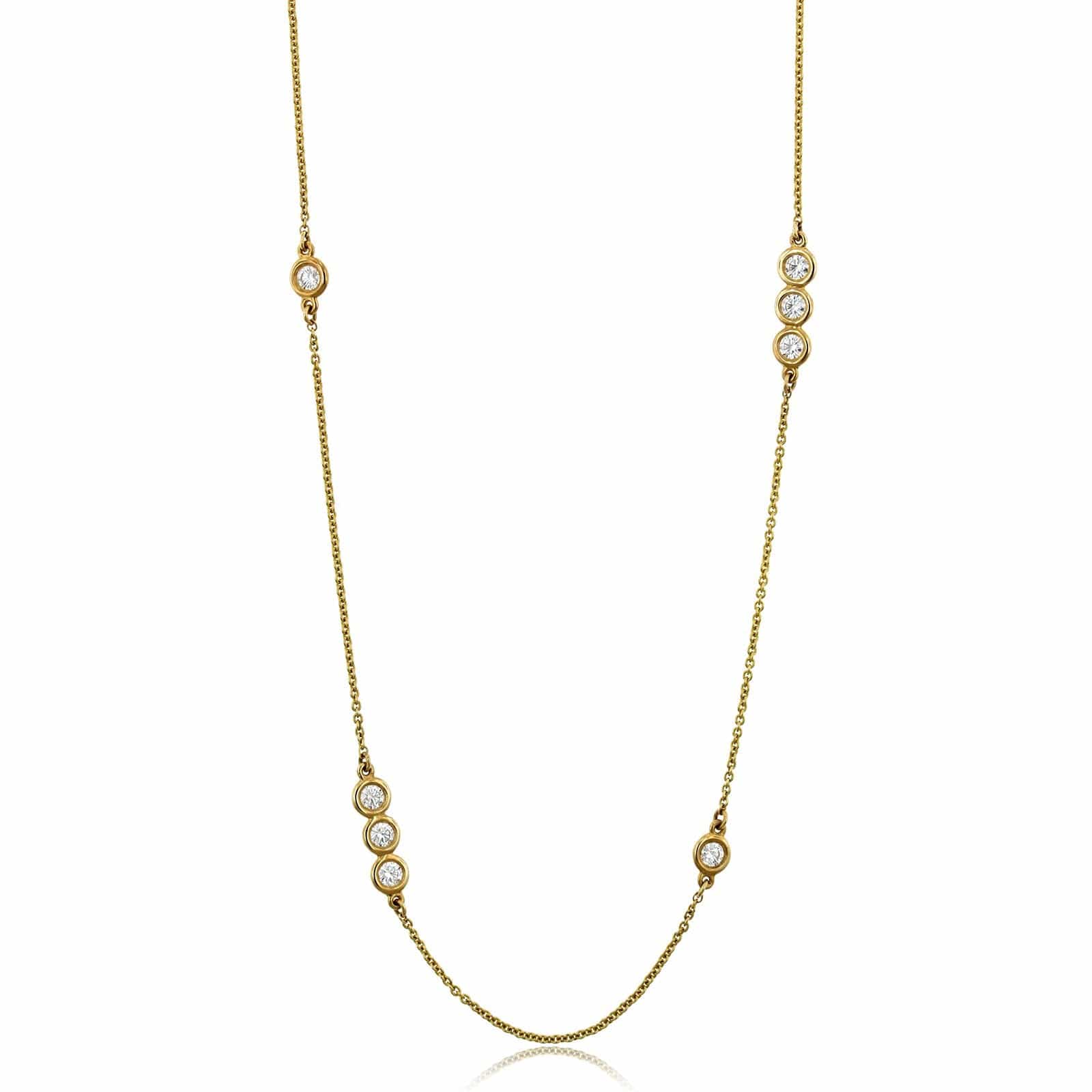 14K Yellow Gold Diamond Bezel Necklace - Image 4
