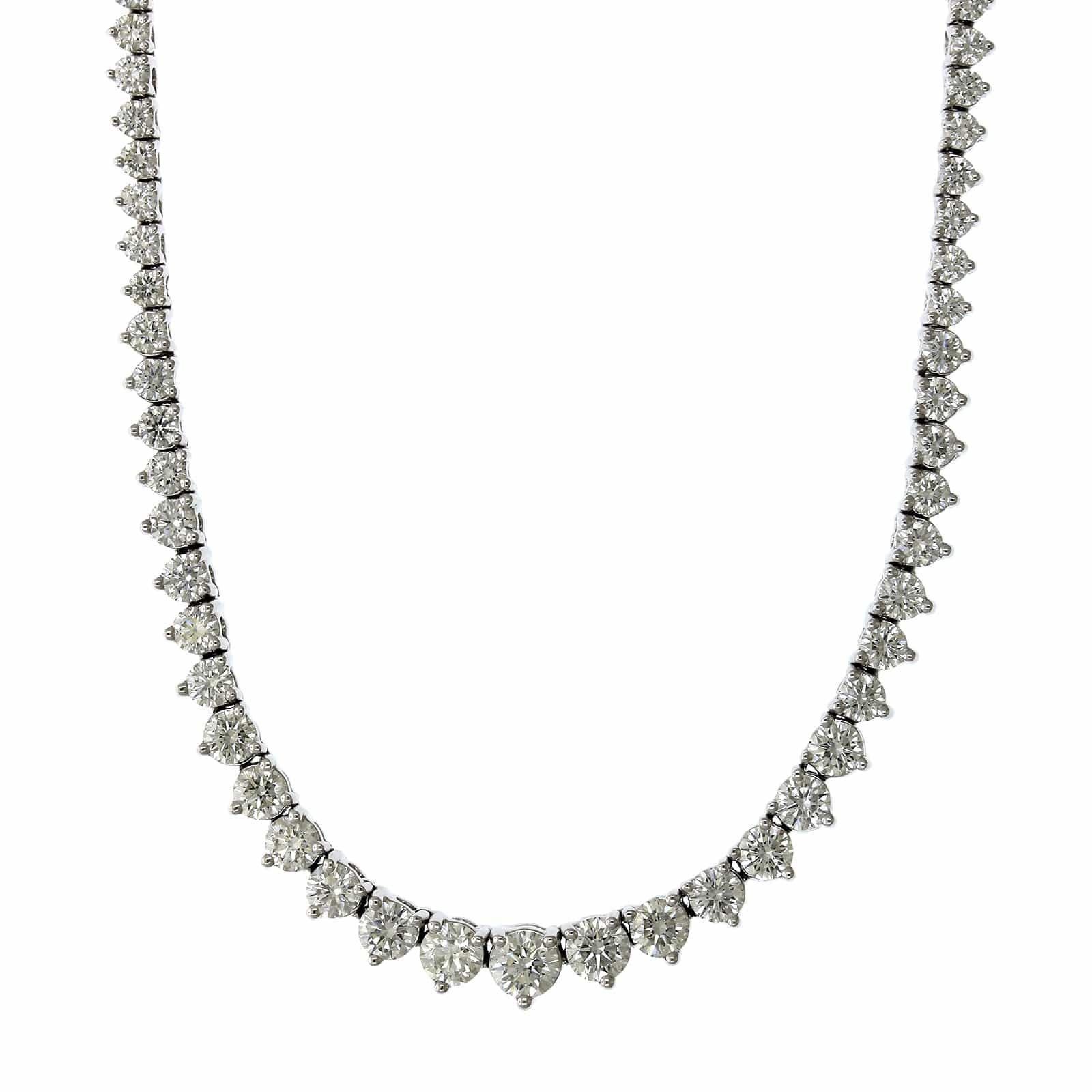 18K White Gold Graduated Diamond Tennis Necklace - Image 6