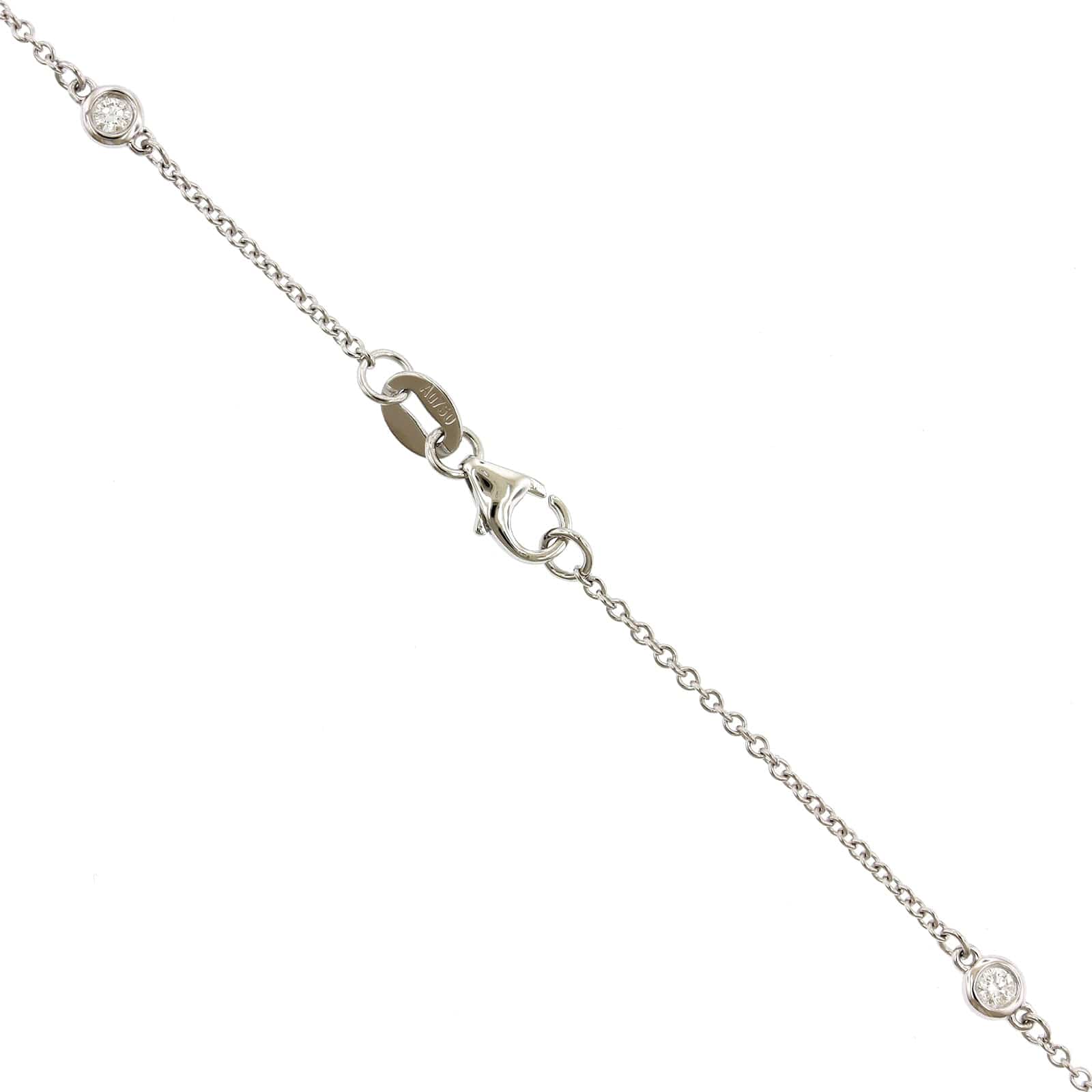 18K White Gold 19 Stone Diamond By The Yard Necklace - Image 2