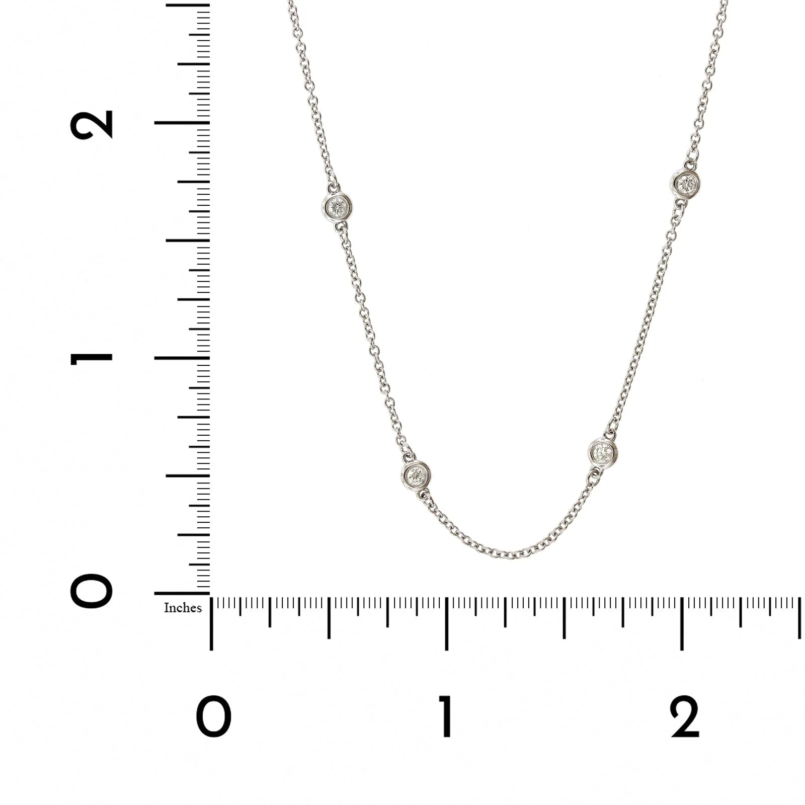 18K White Gold 19 Stone Diamond By The Yard Necklace - Image 3