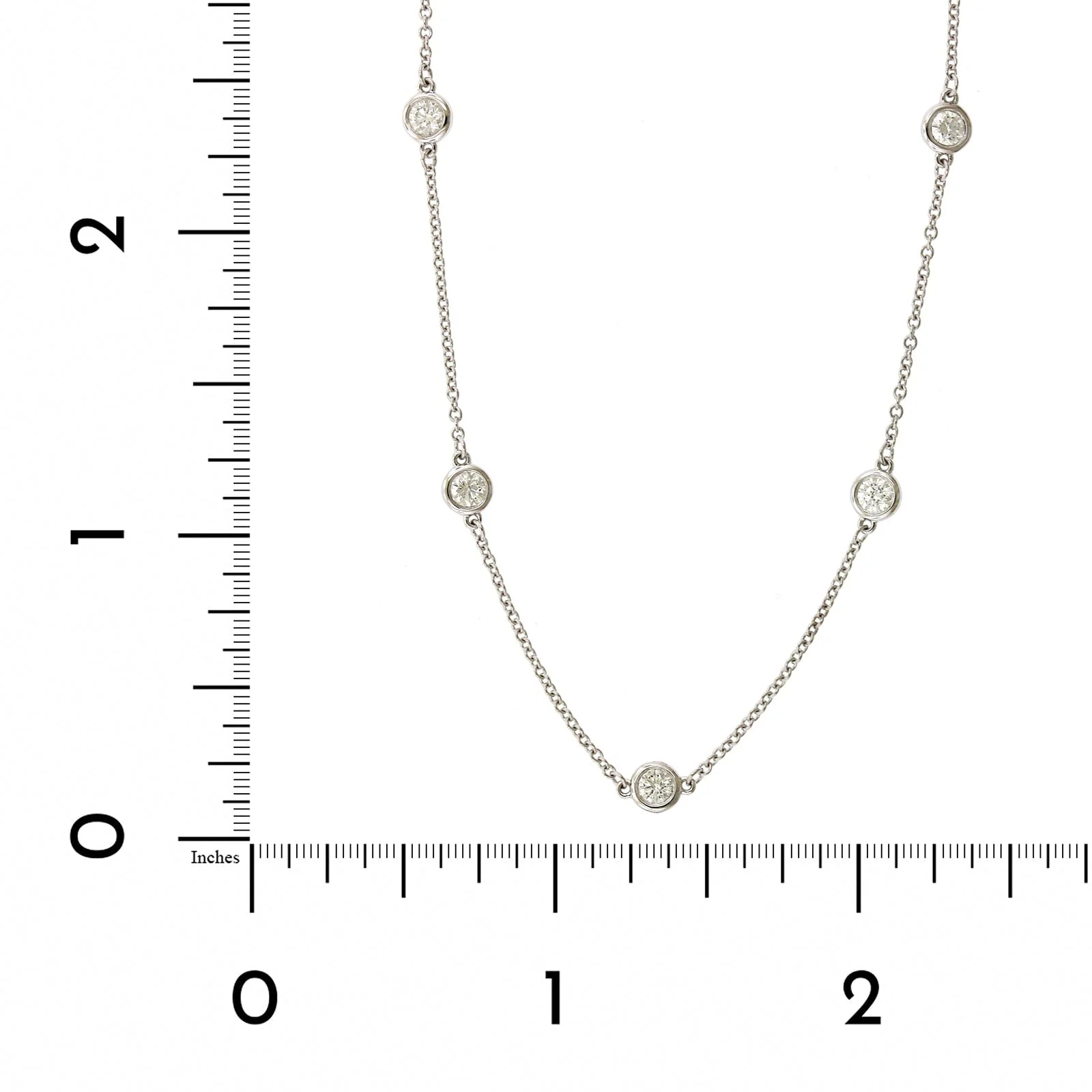 18K White Gold 13 Stone Diamond By The Yard Necklace - Image 3
