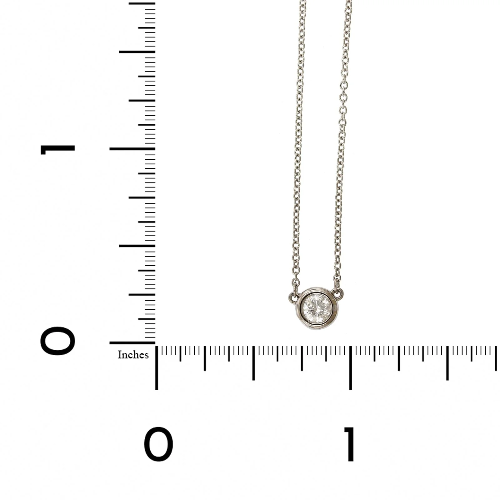 18K White Gold Bezel Set Round Diamond Pendant - Image 3