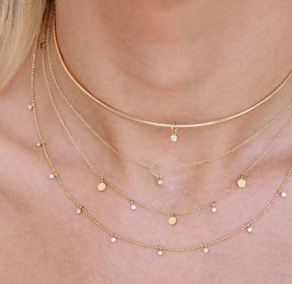 14K Yellow Gold Diamond Disc Necklace - Image 2