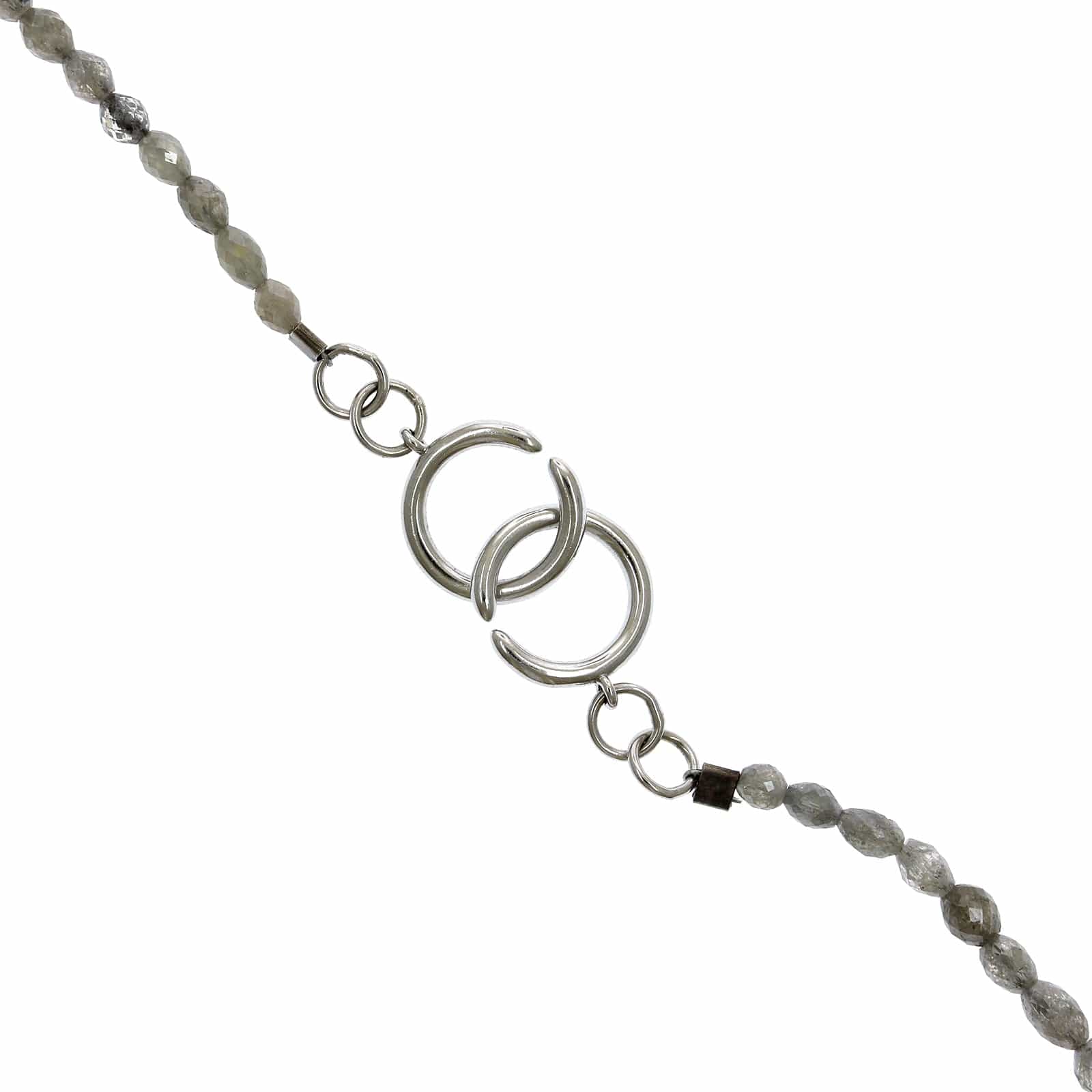 Natural Silver Diamond Graduated Briolette Hank Necklace - Image 2