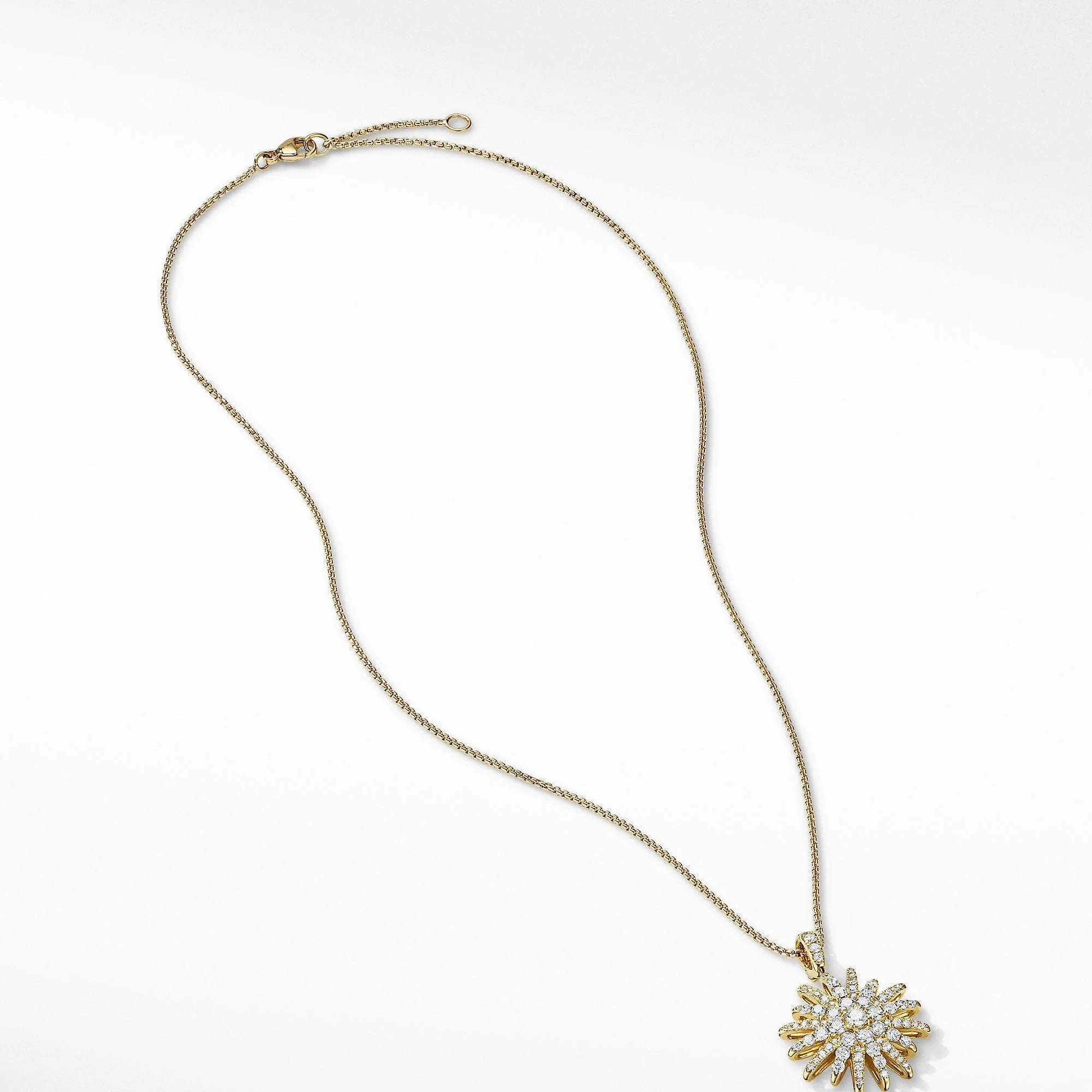 Starburst Pendant Necklace in 18K Yellow Gold with Full Pavé Diamonds - Image 2