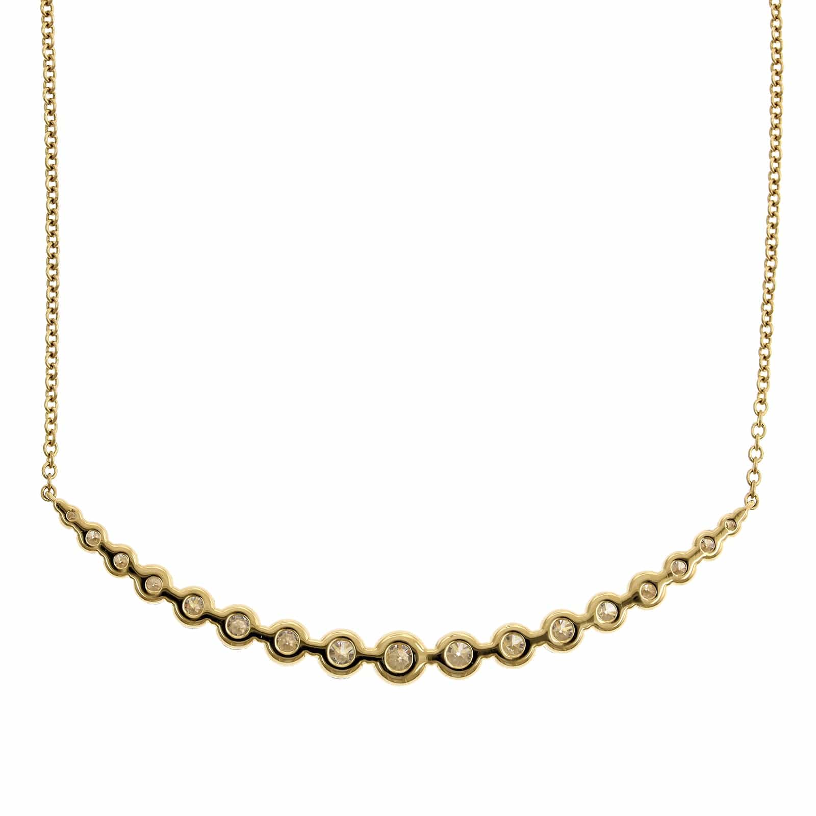 18K Yellow Gold Diamond Curve Bar Necklace - Image 3