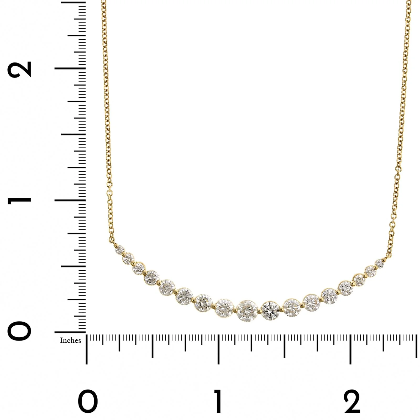 18K Yellow Gold Diamond Curve Bar Necklace - Image 5