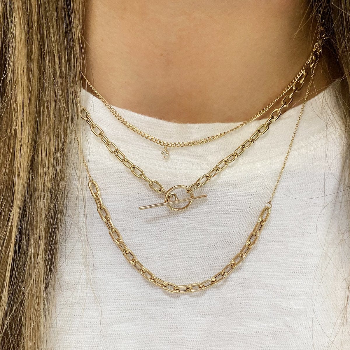 14K Yellow Gold Curb Link Diamond Necklace - Image 2