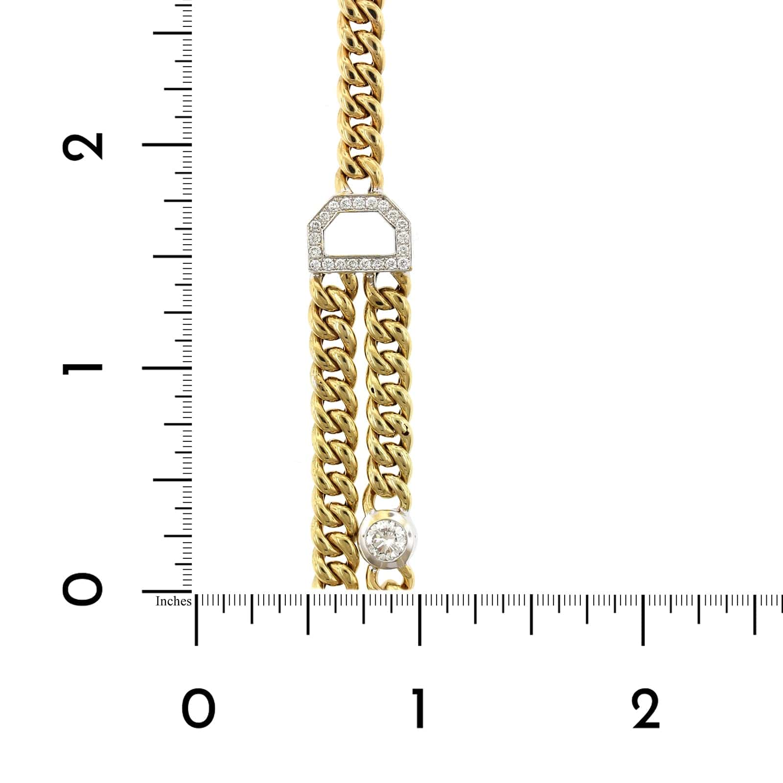 18K Yellow Gold Curb Link Double Layer Necklace - Image 3