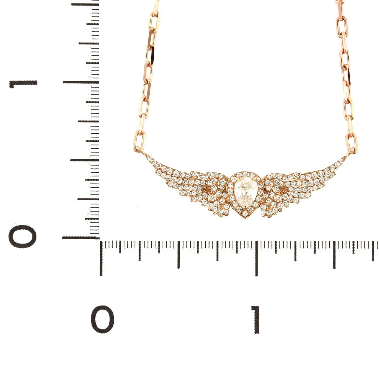 18K Rose Gold Angel Wing Diamond Necklace - Image 2