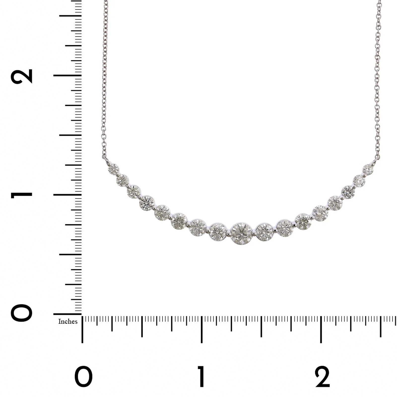 18K White Gold Curve Bar Diamond Necklace - Image 4