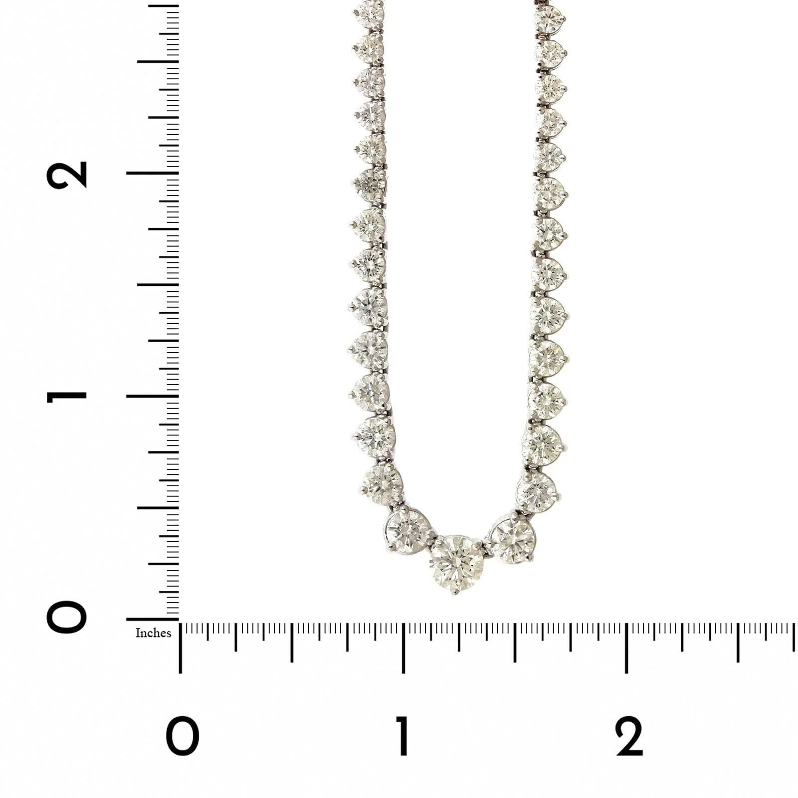 14K White Gold Diamond Graduated Line Necklace - Image 3