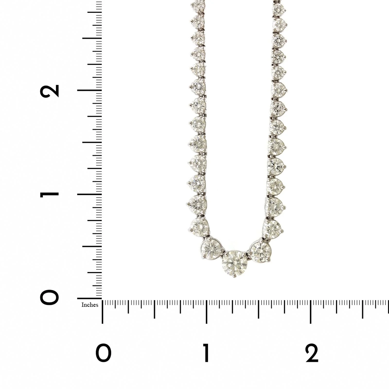 14K White Gold Diamond Graduated Line Necklace - Image 3