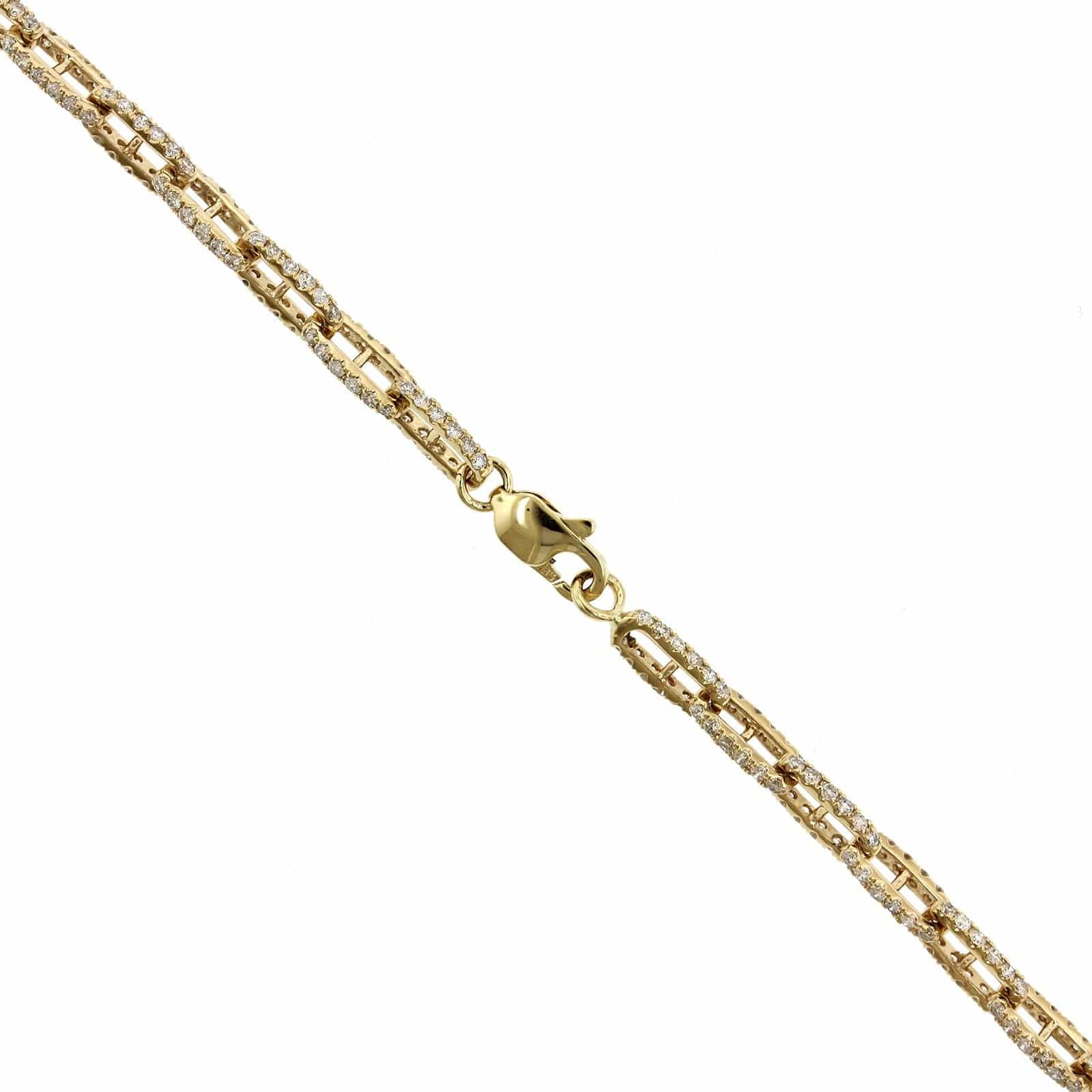 14K Yellow Gold Chain Link Style Diamond Necklace - Image 2