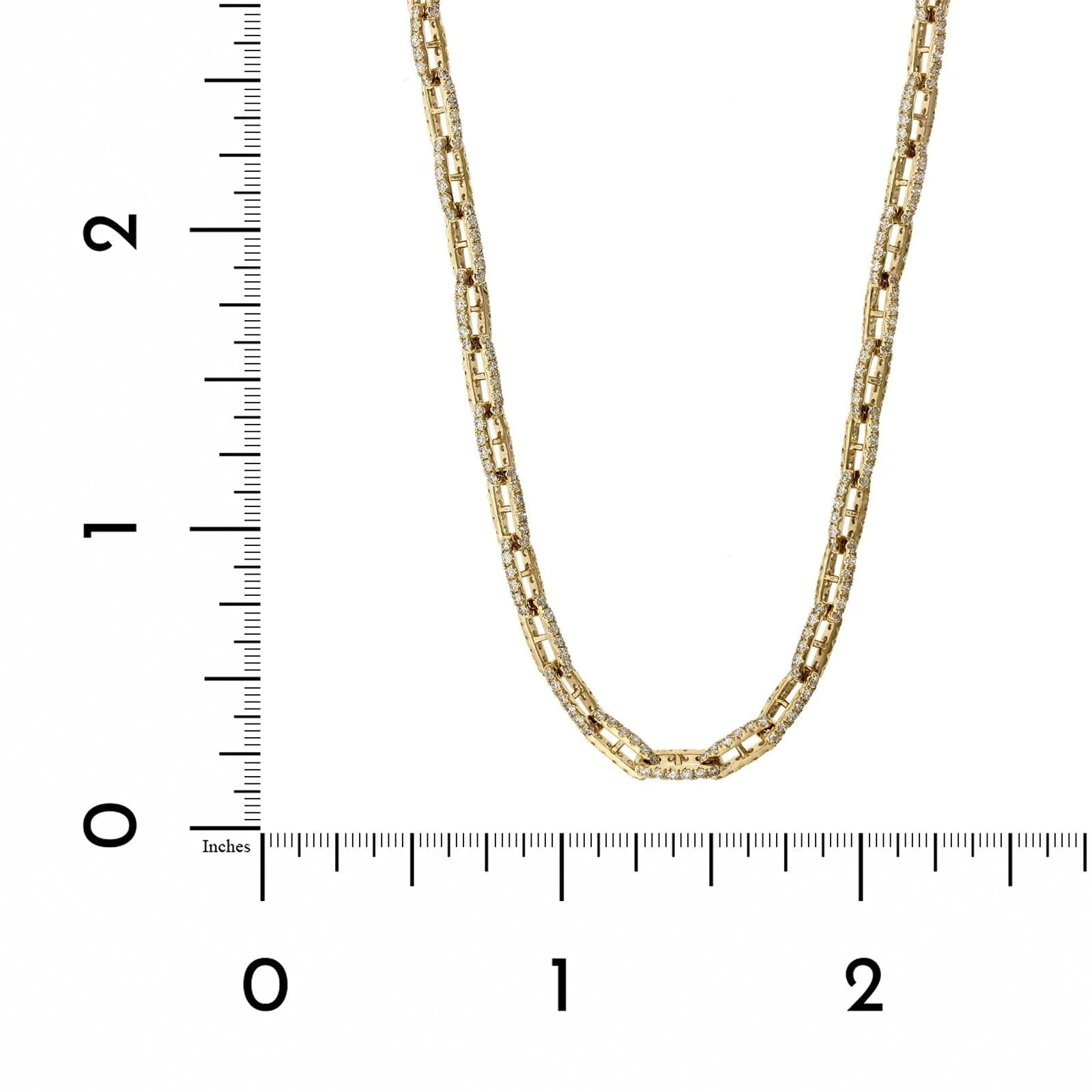 14K Yellow Gold Chain Link Style Diamond Necklace - Image 3