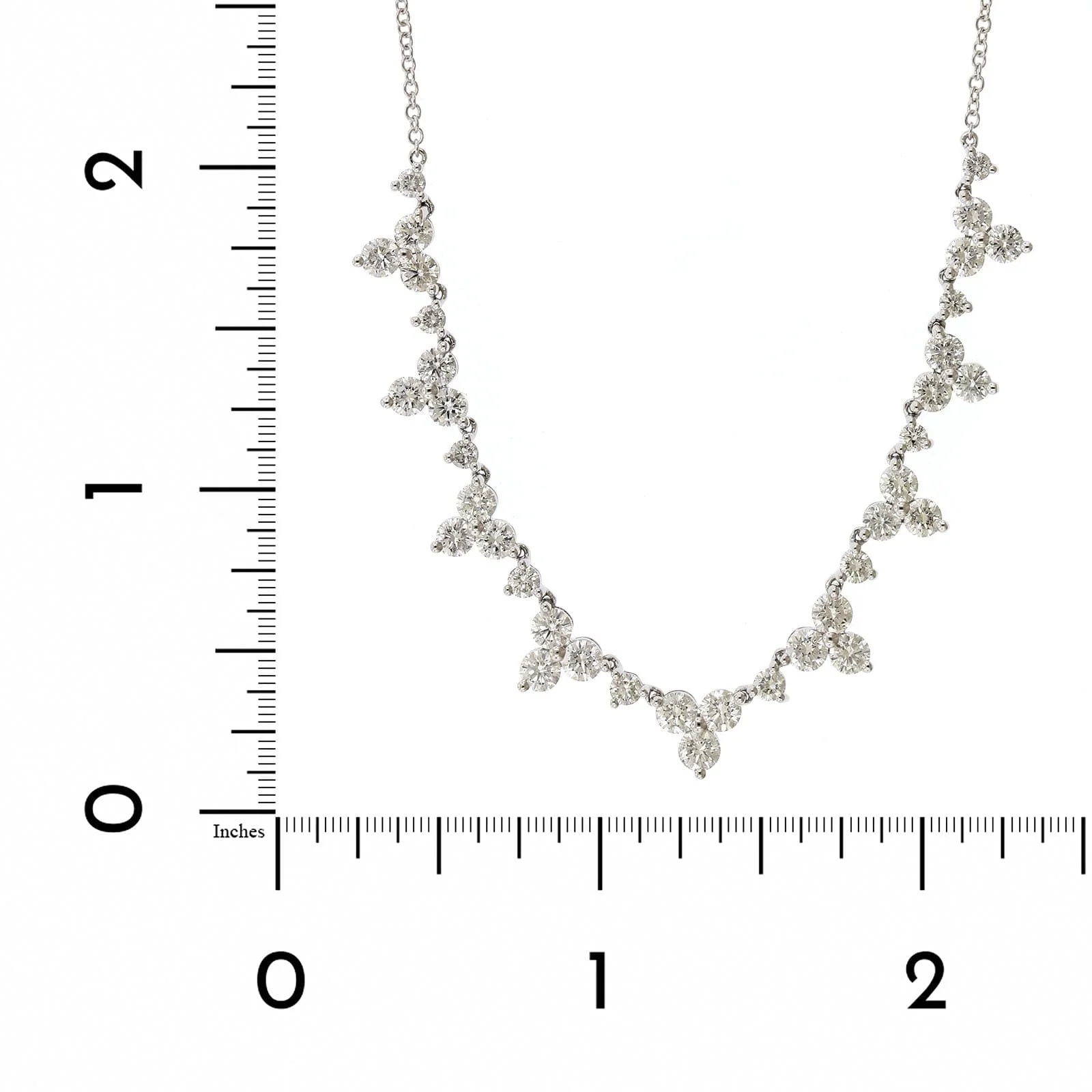 14K White Gold Diamond Cluster Necklace - Image 3