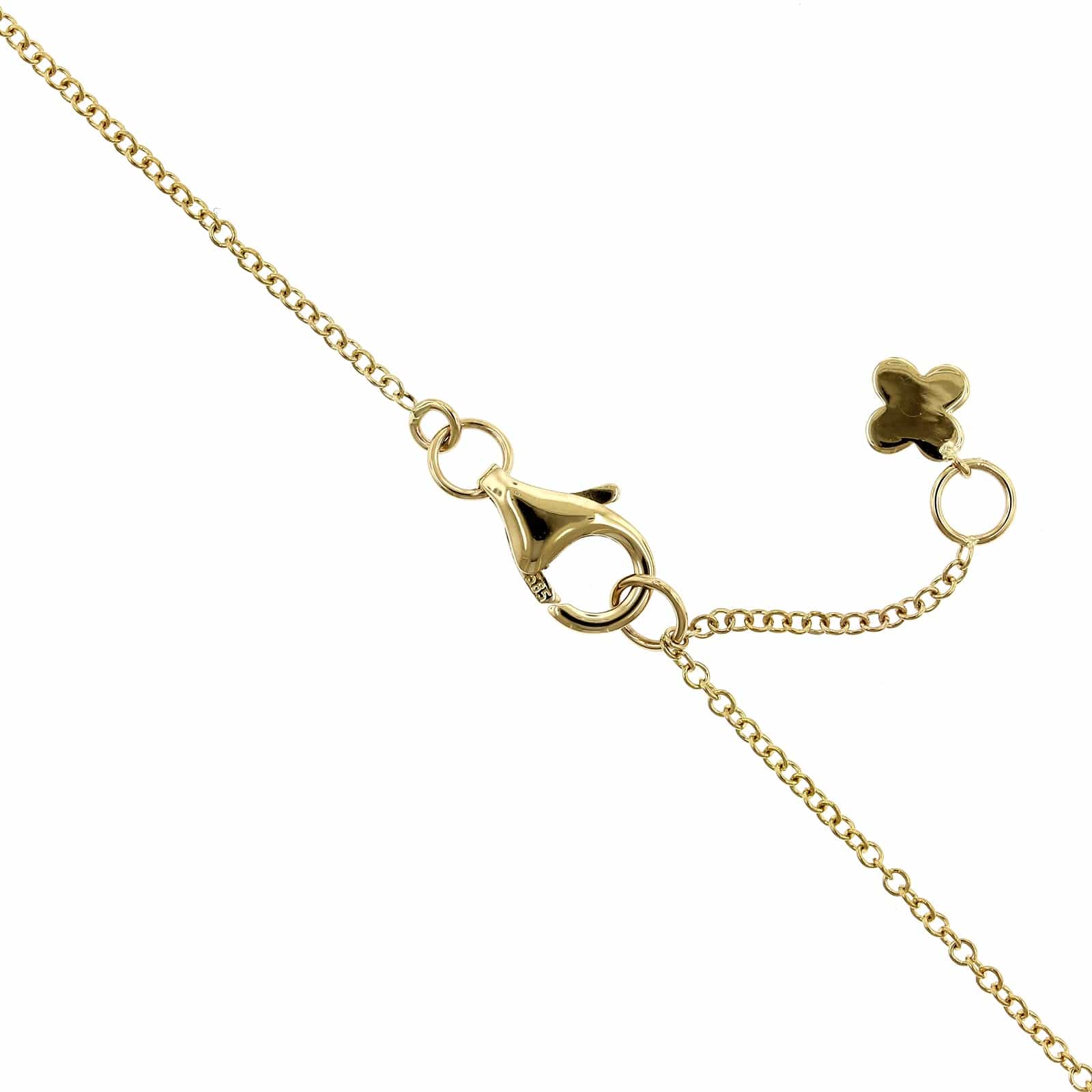14K Yellow Gold Diamond Clover Necklace - Image 3
