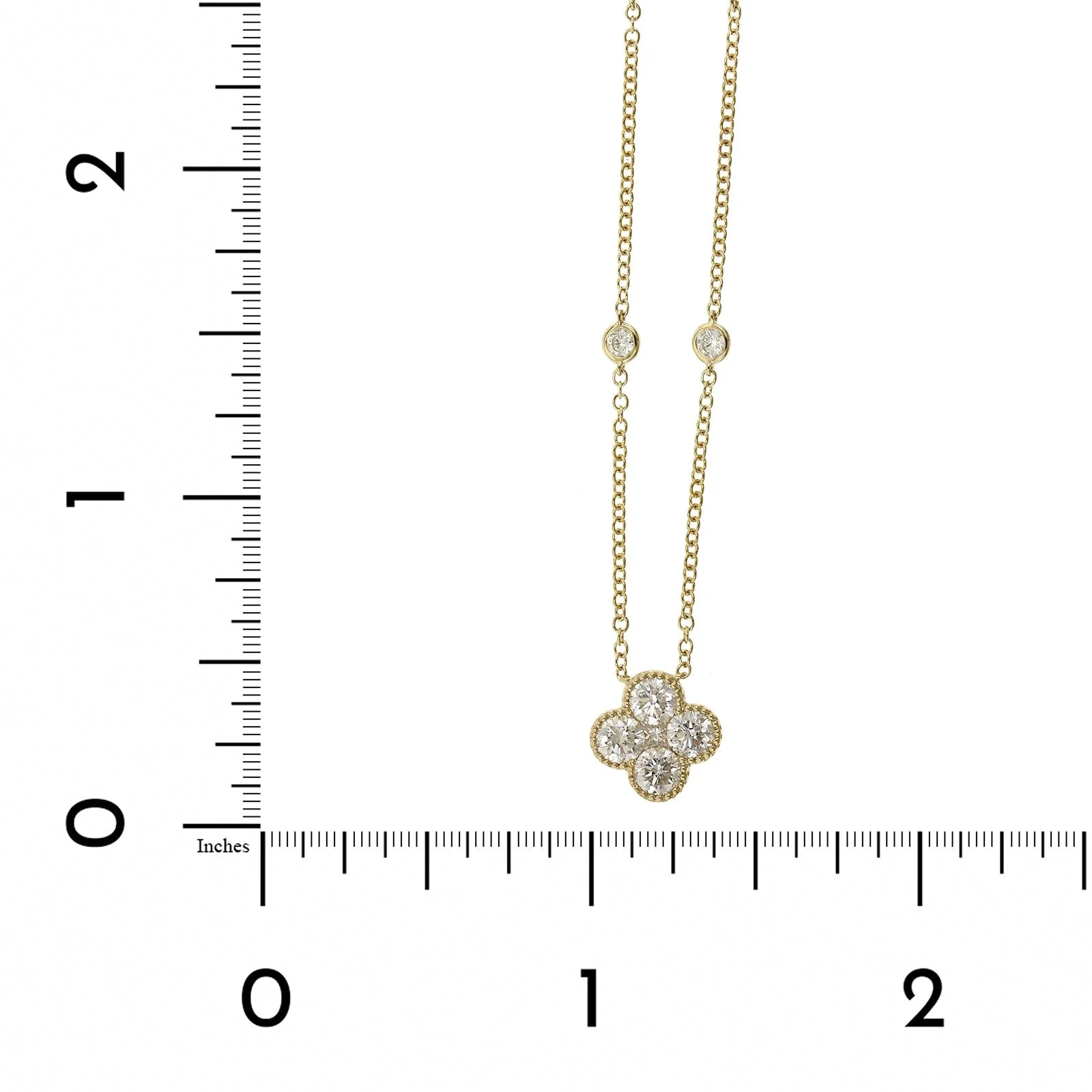 14K Yellow Gold Diamond Clover Necklace - Image 4
