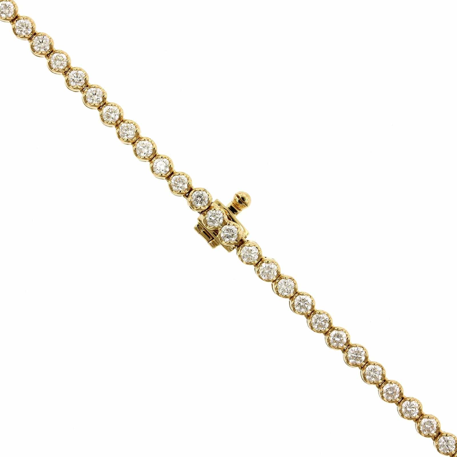 18K Two-Tone Alternating Link Diamond Necklace - Image 2
