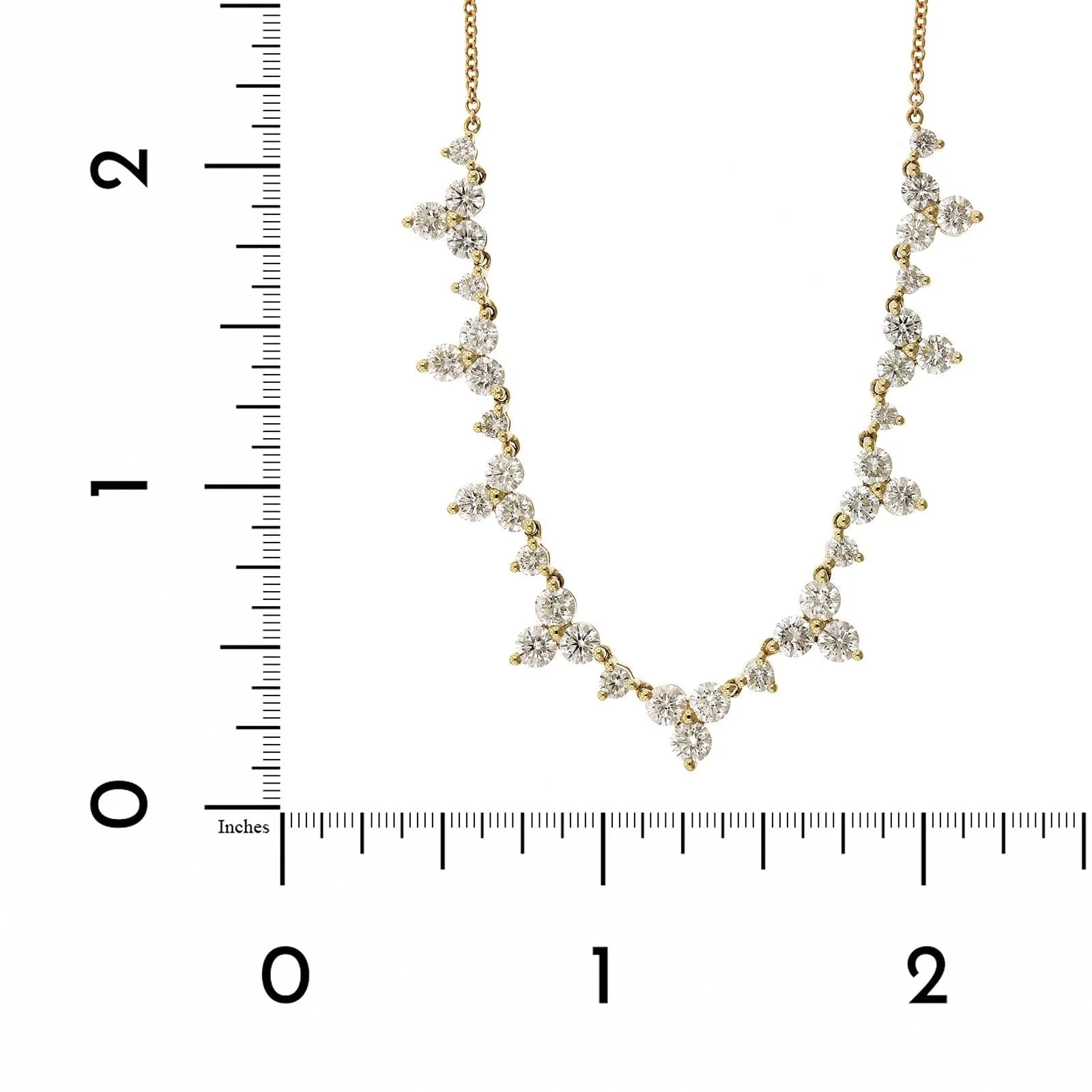 14K Yellow Gold Diamond Cluster Necklace - Image 4