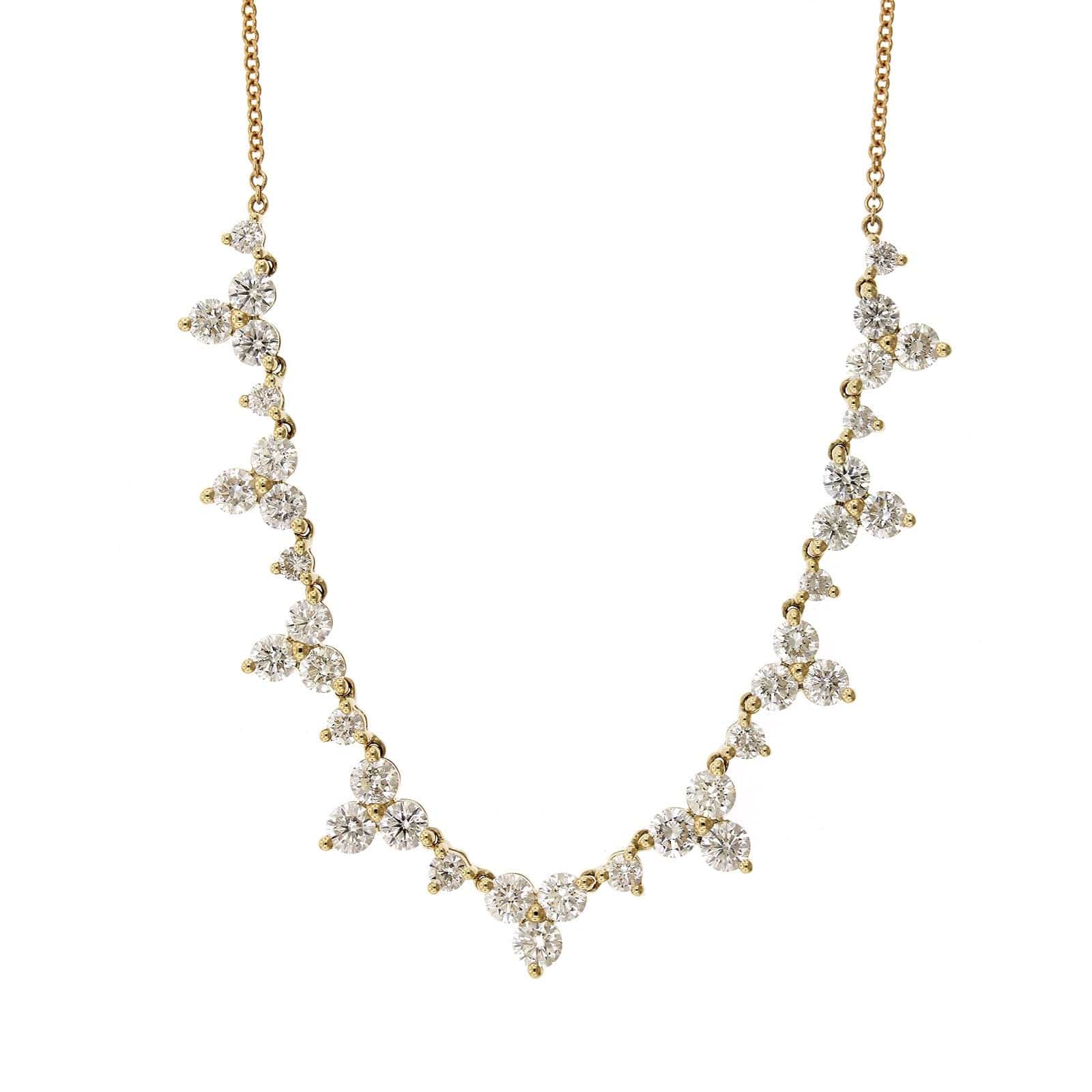 14K Yellow Gold Diamond Cluster Necklace - Image 5