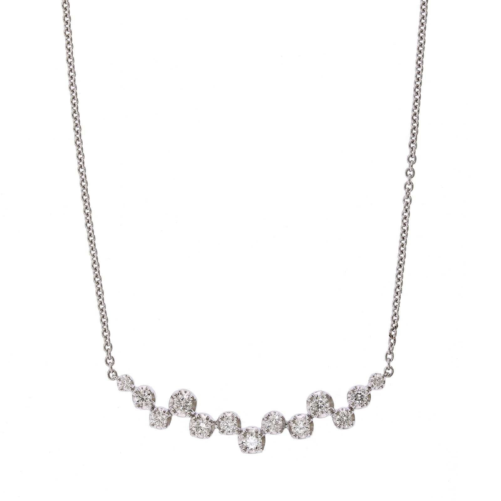 14K White Gold Prong Set Diamond Necklace