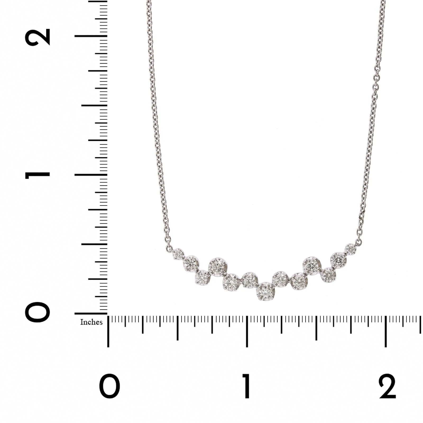 14K White Gold Prong Set Diamond Necklace - Image 4