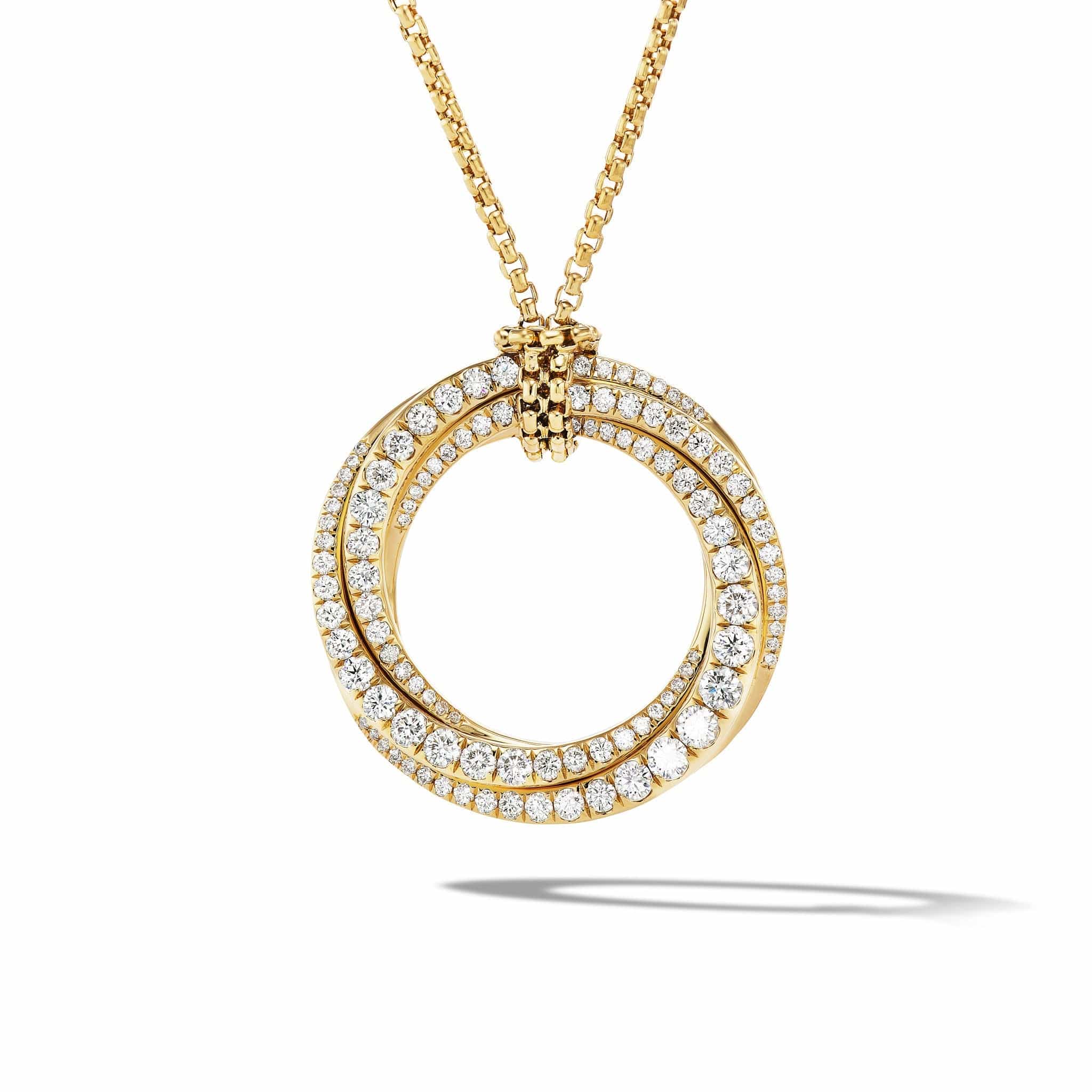 Pavé Crossover Pendant Necklace in 18K Yellow Gold with Diamonds