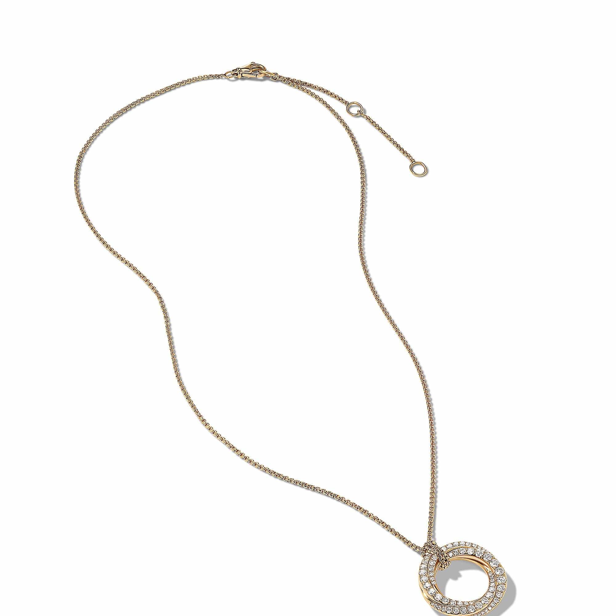 Pavé Crossover Pendant Necklace in 18K Yellow Gold with Diamonds - Image 3
