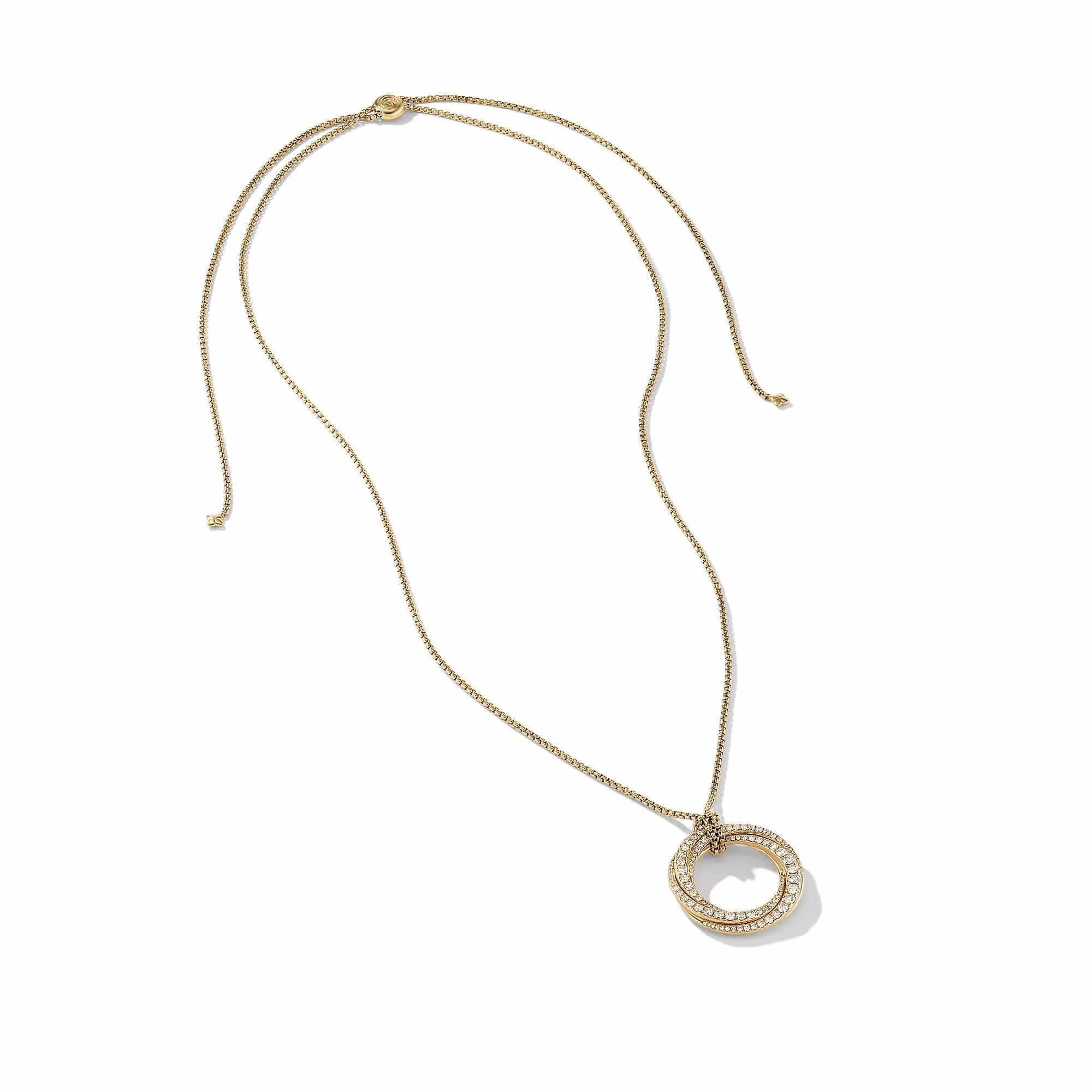 Pavé Crossover Pendant Necklace in 18K Yellow Gold with Diamonds - Image 3