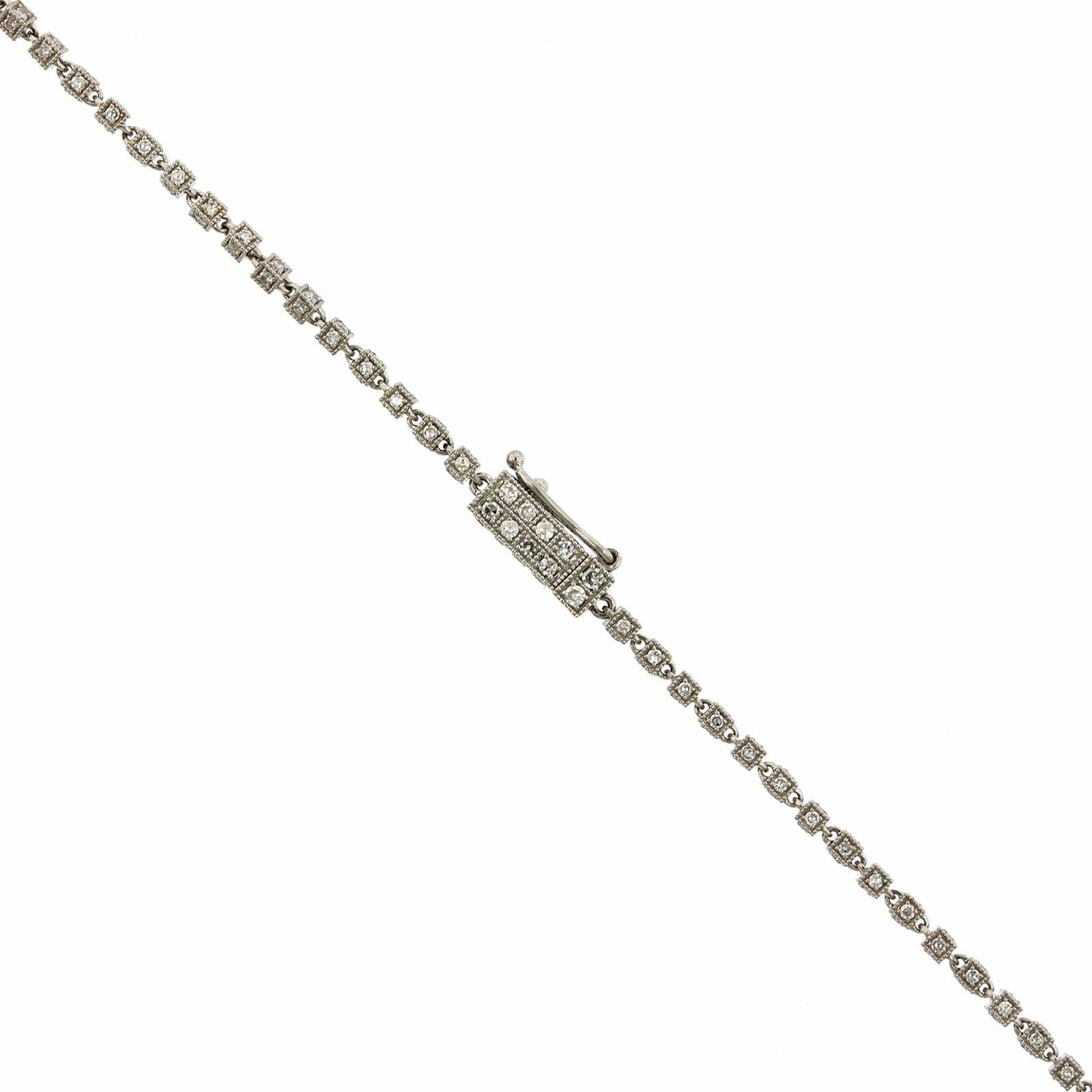 Platinum Diamond Cube Chain Necklace - Image 2
