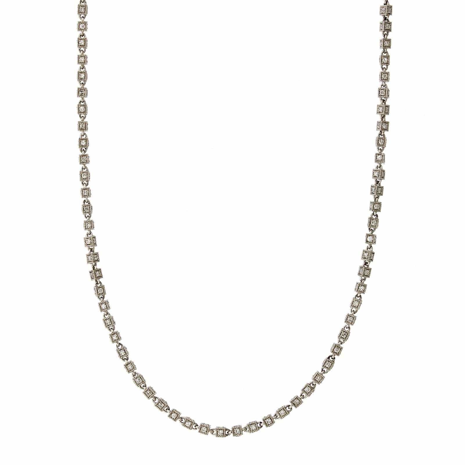 Platinum Diamond Cube Chain Necklace - Image 4