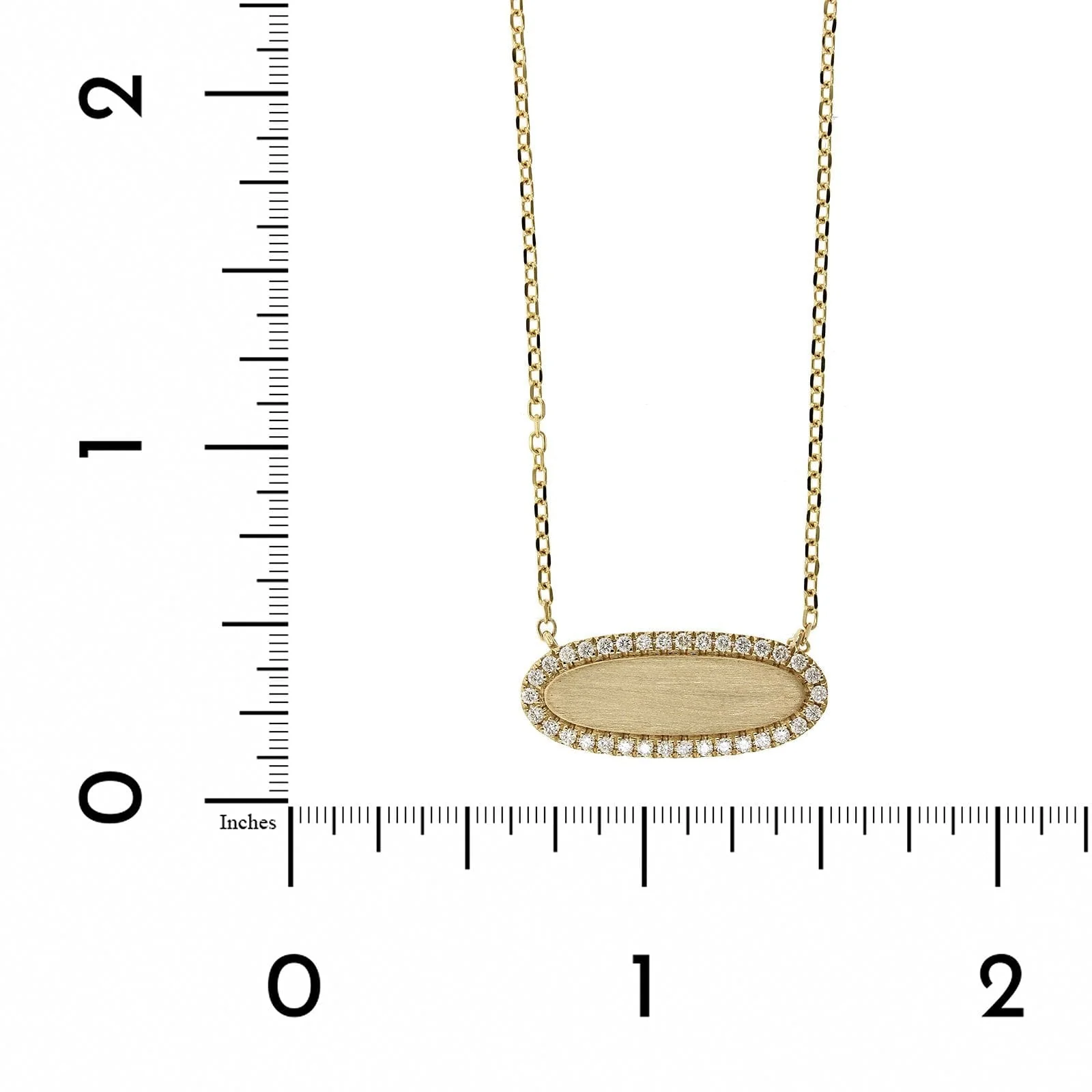 14K Yellow Gold Oval Disc with Pave Diamond Halo Necklace - Image 4
