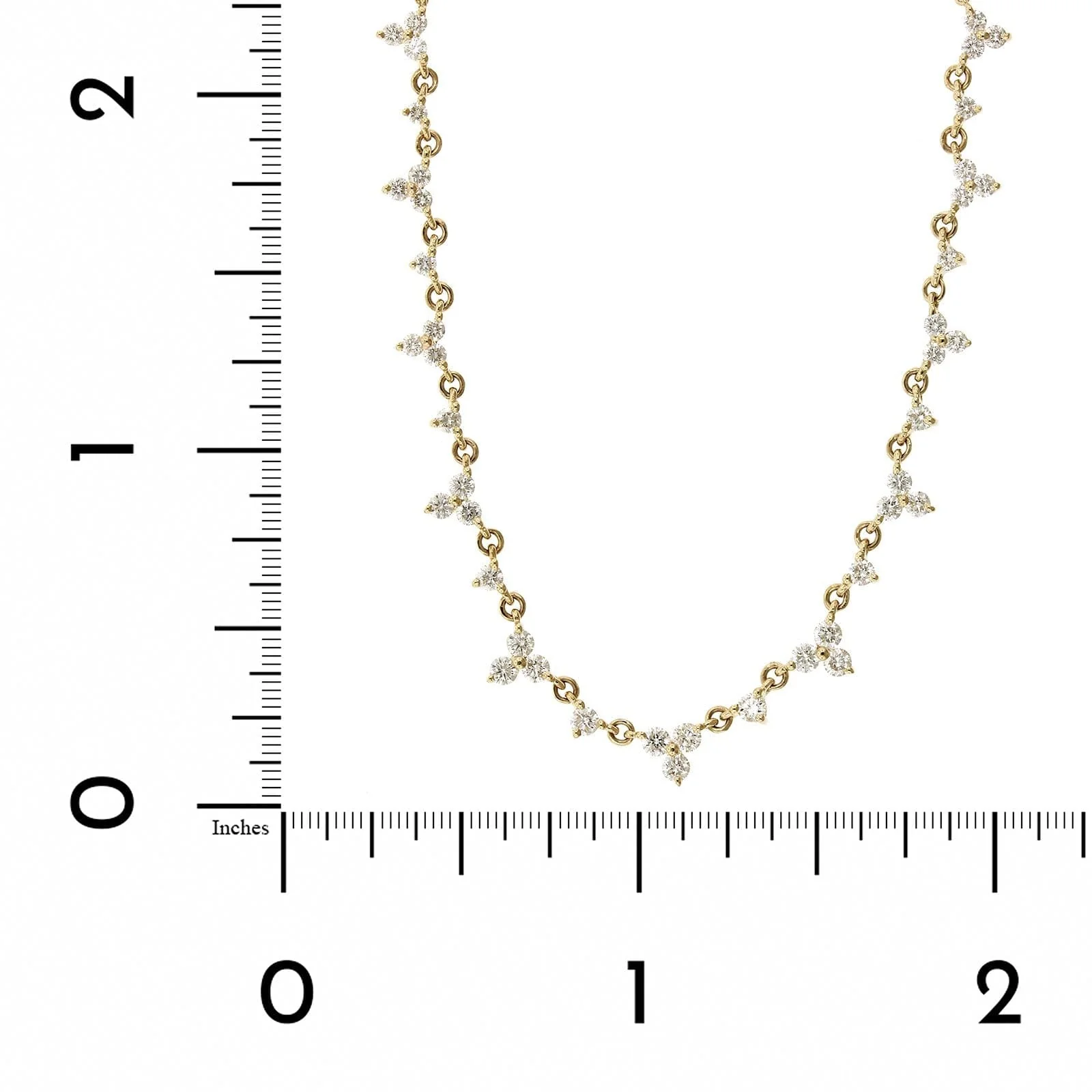 14K Yellow Gold Diamond Cluster Chain Necklace - Image 4
