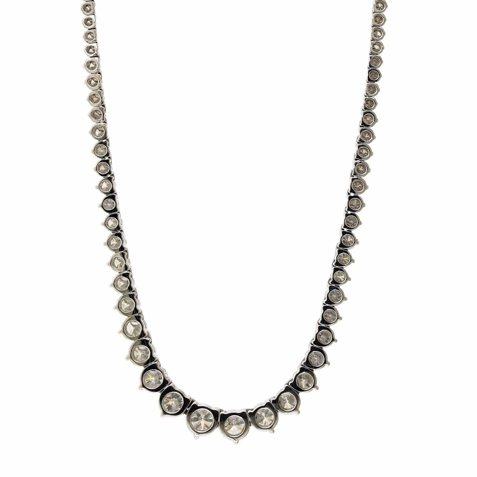 18K White Gold Graduated Diamond Tennis Necklace - Image 3