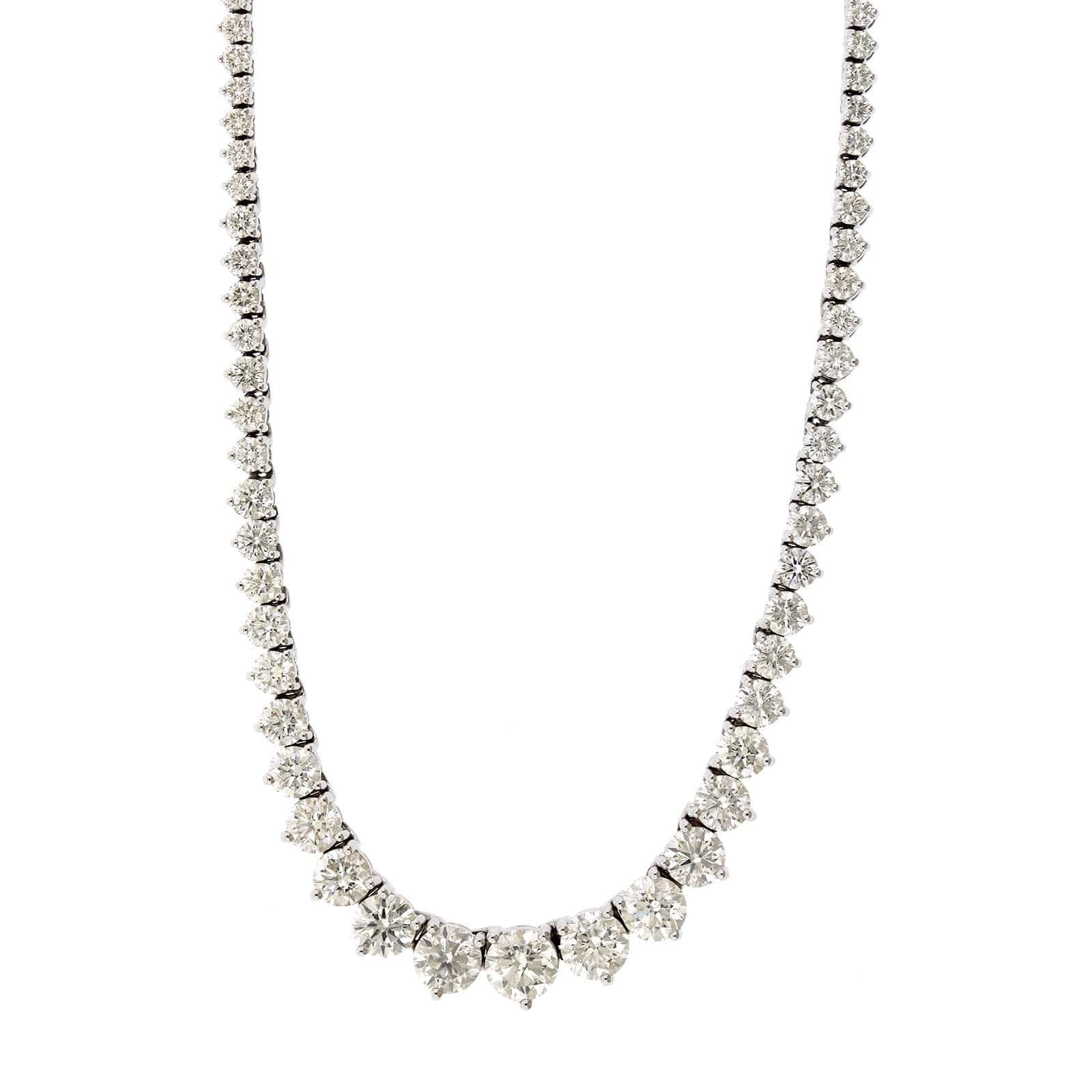 18K White Gold Graduated Diamond Tennis Necklace - Image 5