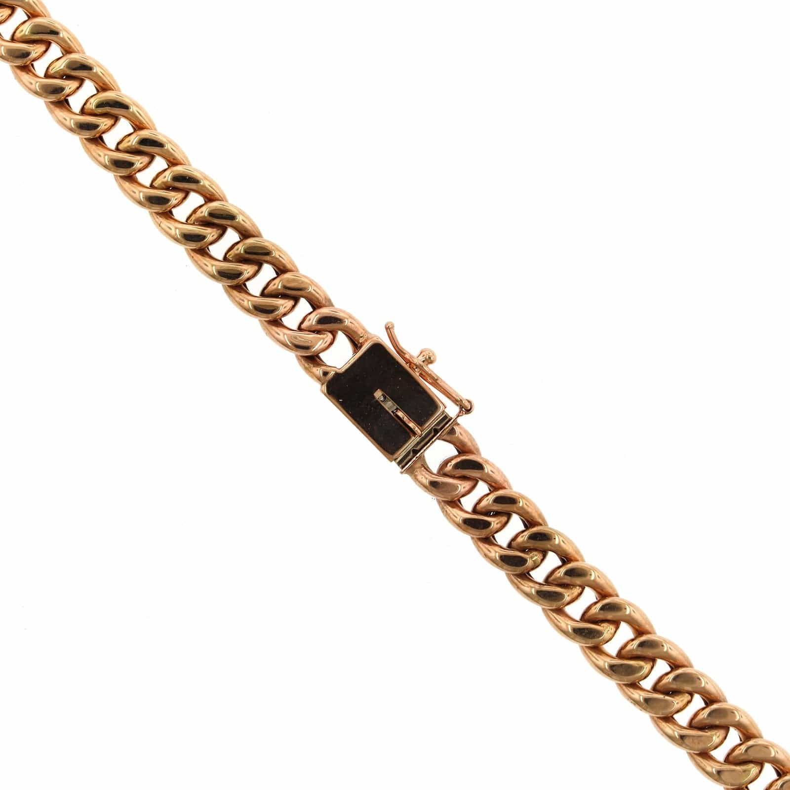 18K Rose Gold Cuban Link with Pave Diamond Necklace - Image 2