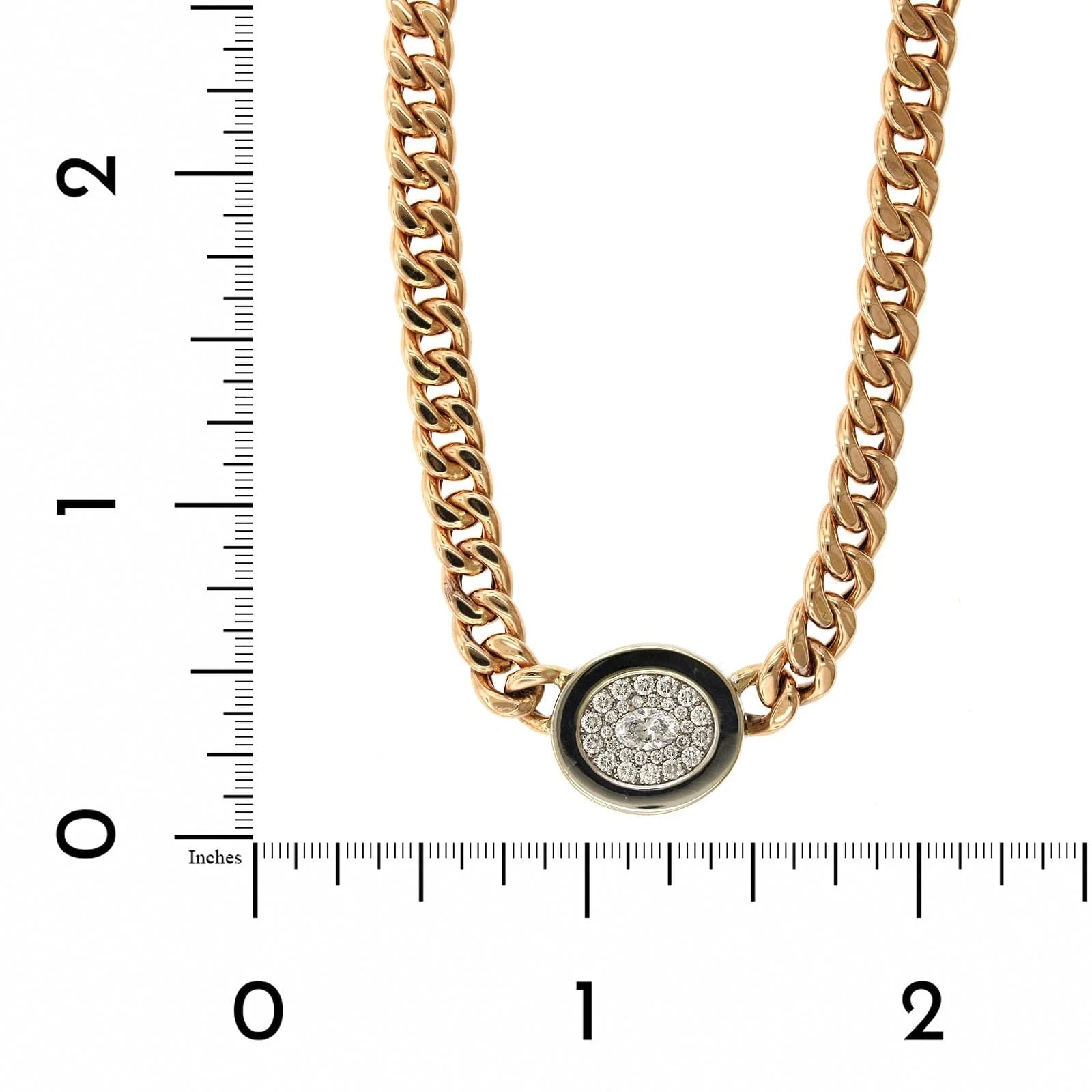 18K Rose Gold Cuban Link with Pave Diamond Necklace - Image 4