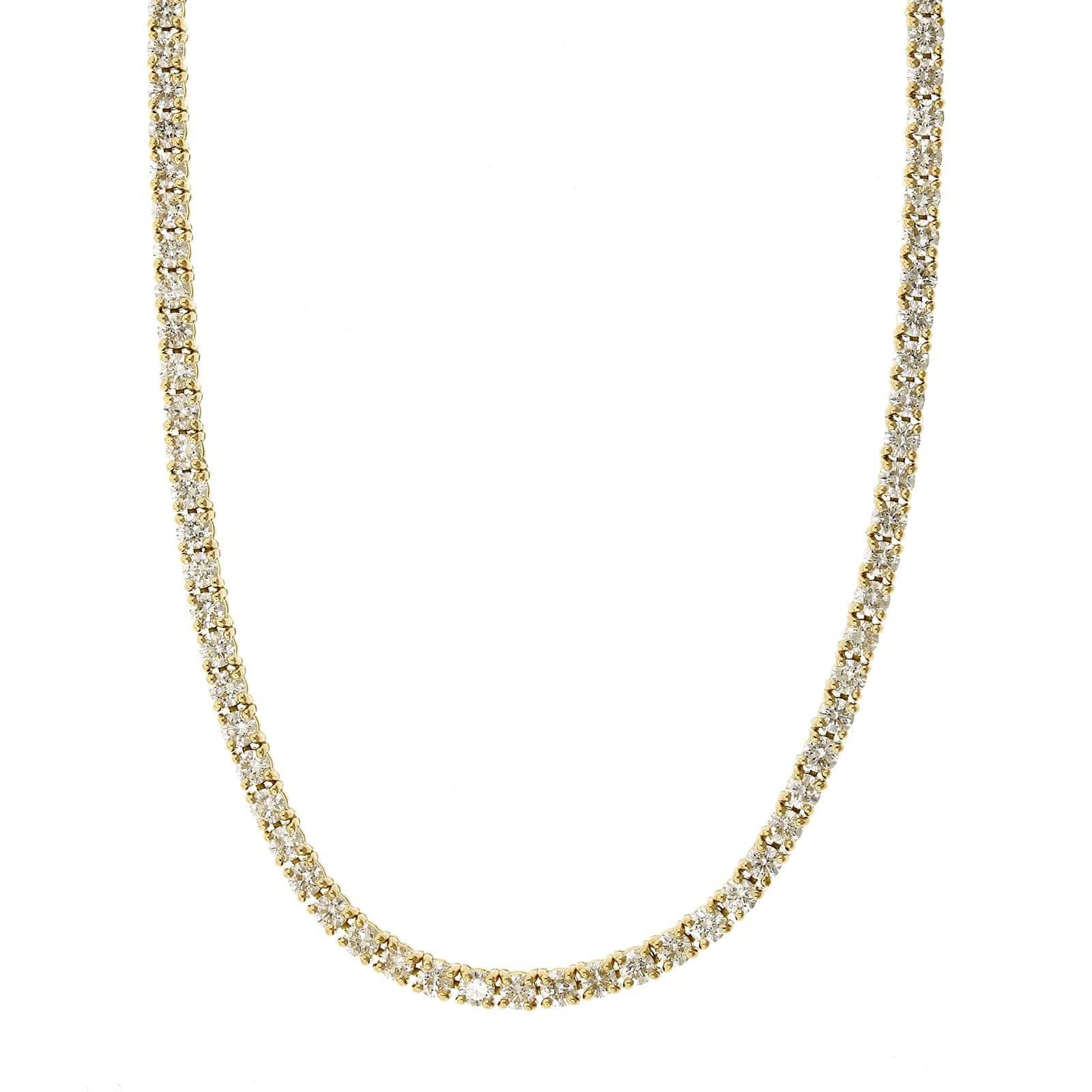 18K Yellow Gold Prong Set Diamond Line Necklace